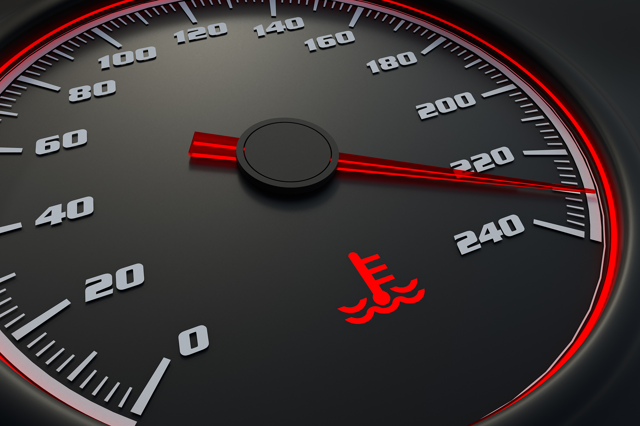 engine temperature warning light on car dashboard