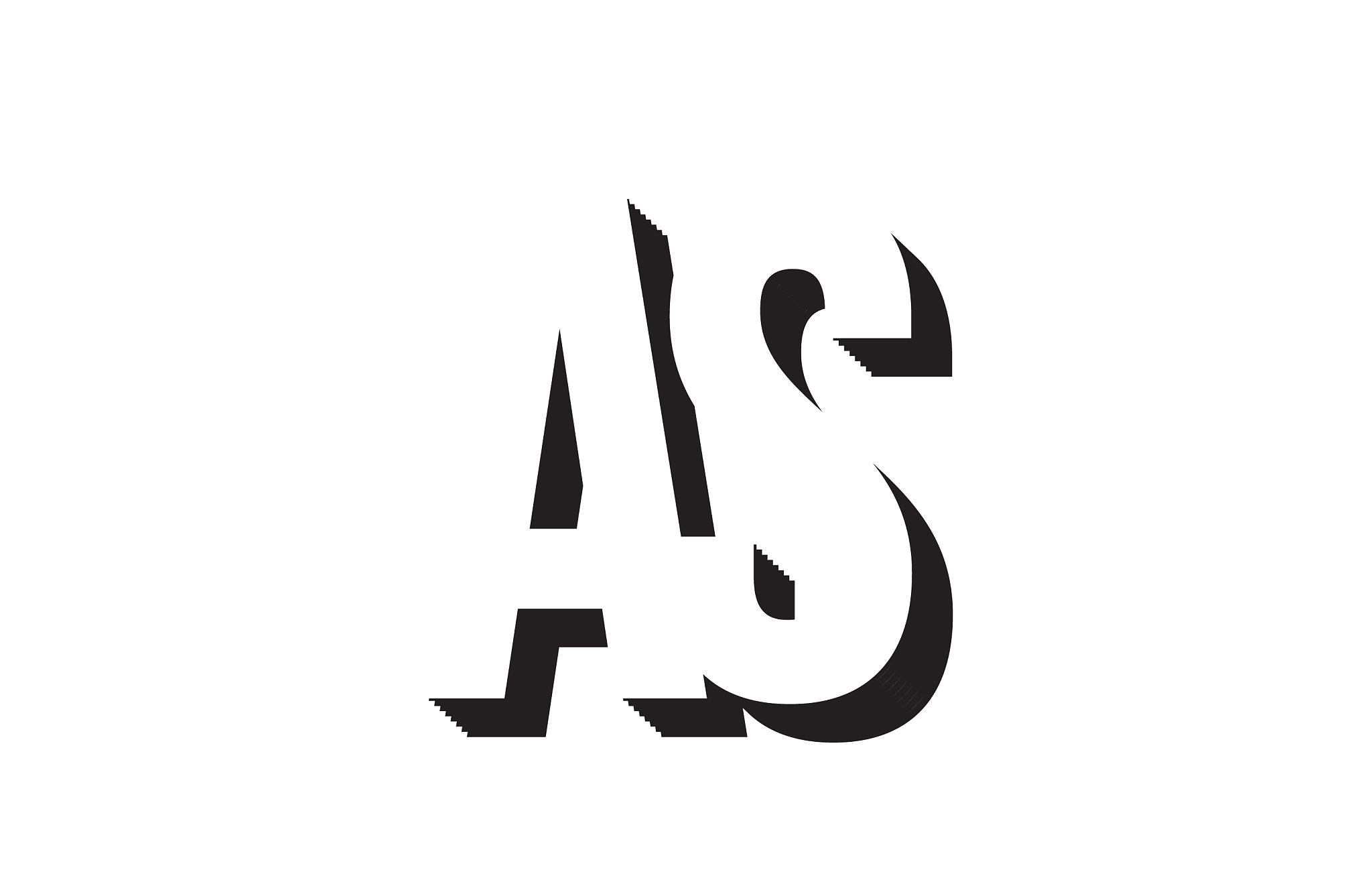 black and white as a s alphabet letter logo
