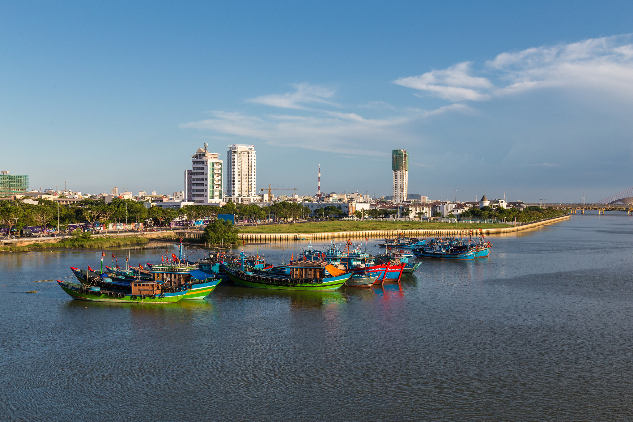 landscape of danang view nearby han river. tran thi ly  bridge