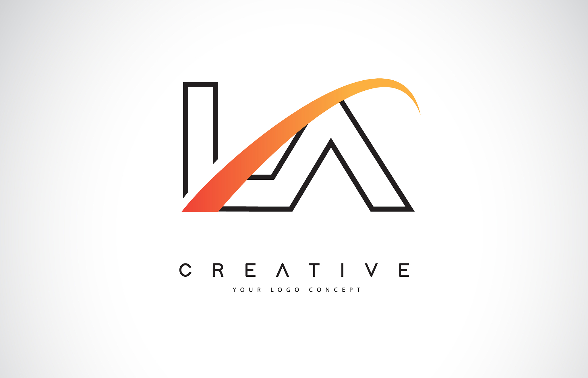 la l a swoosh letter logo design with modern