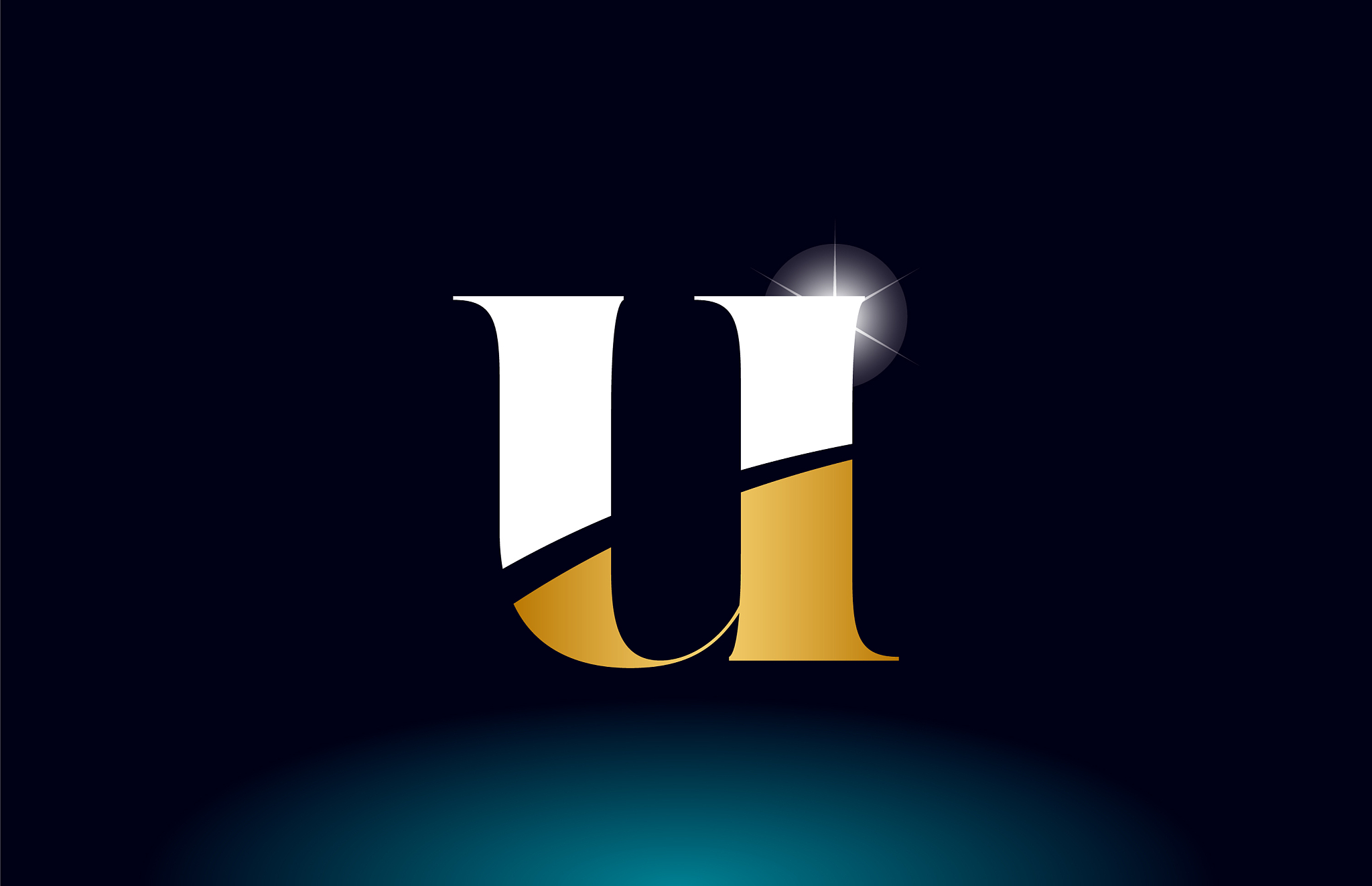 gold golden alphabet letter u logo company icon