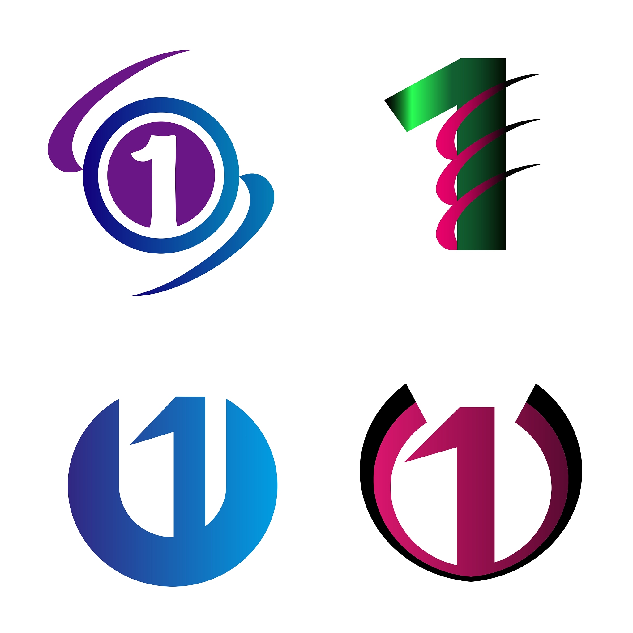 abstract number 1 logo symbol icon set