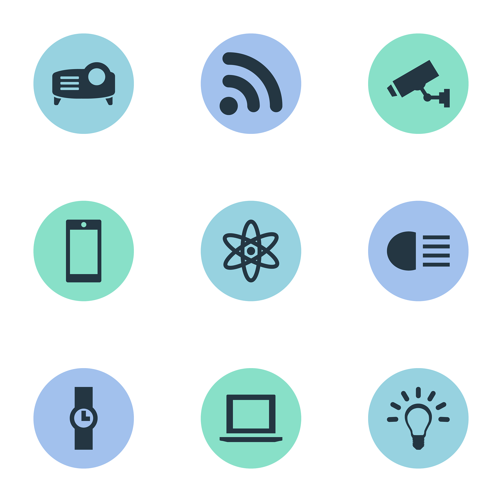 set of simple technology icons elements bulb