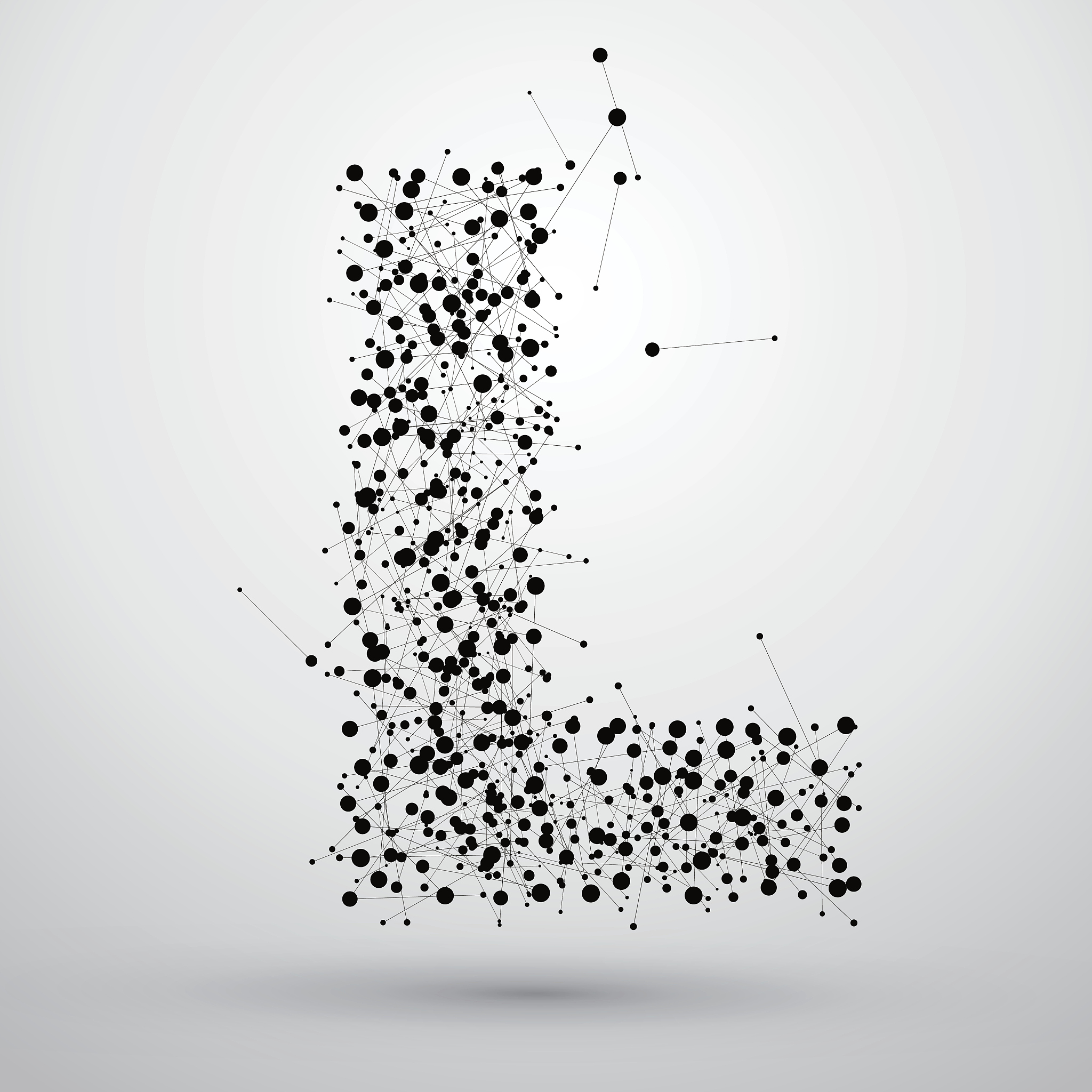 point line consisting of letters, font design.