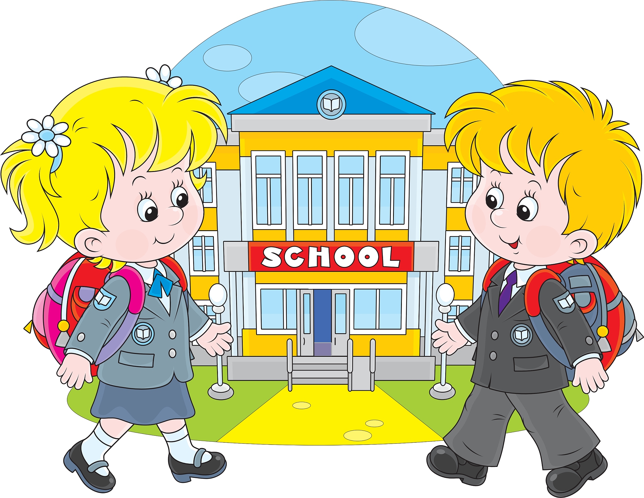 schoolchildren going to school