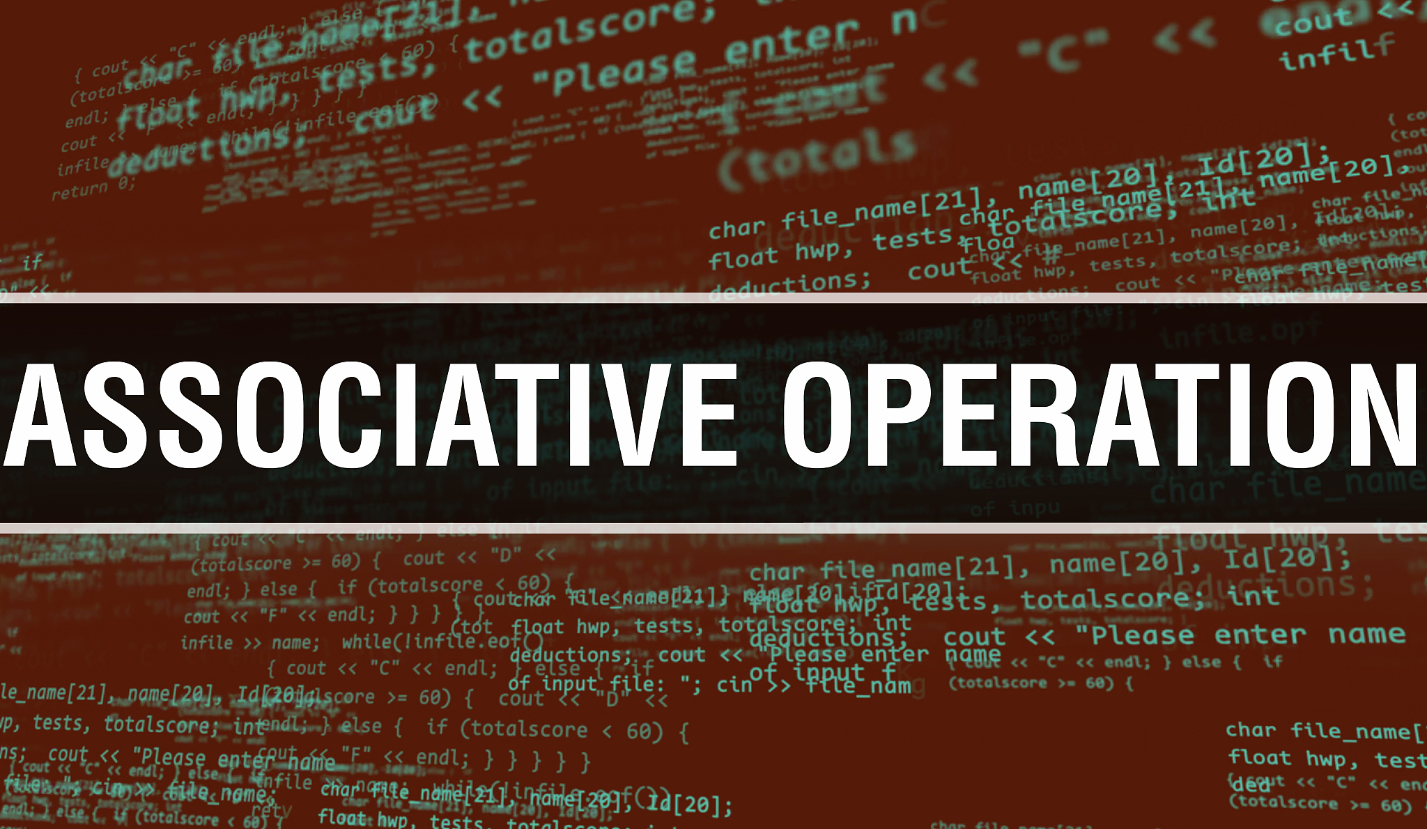 associative operation text written on programming code abstract 