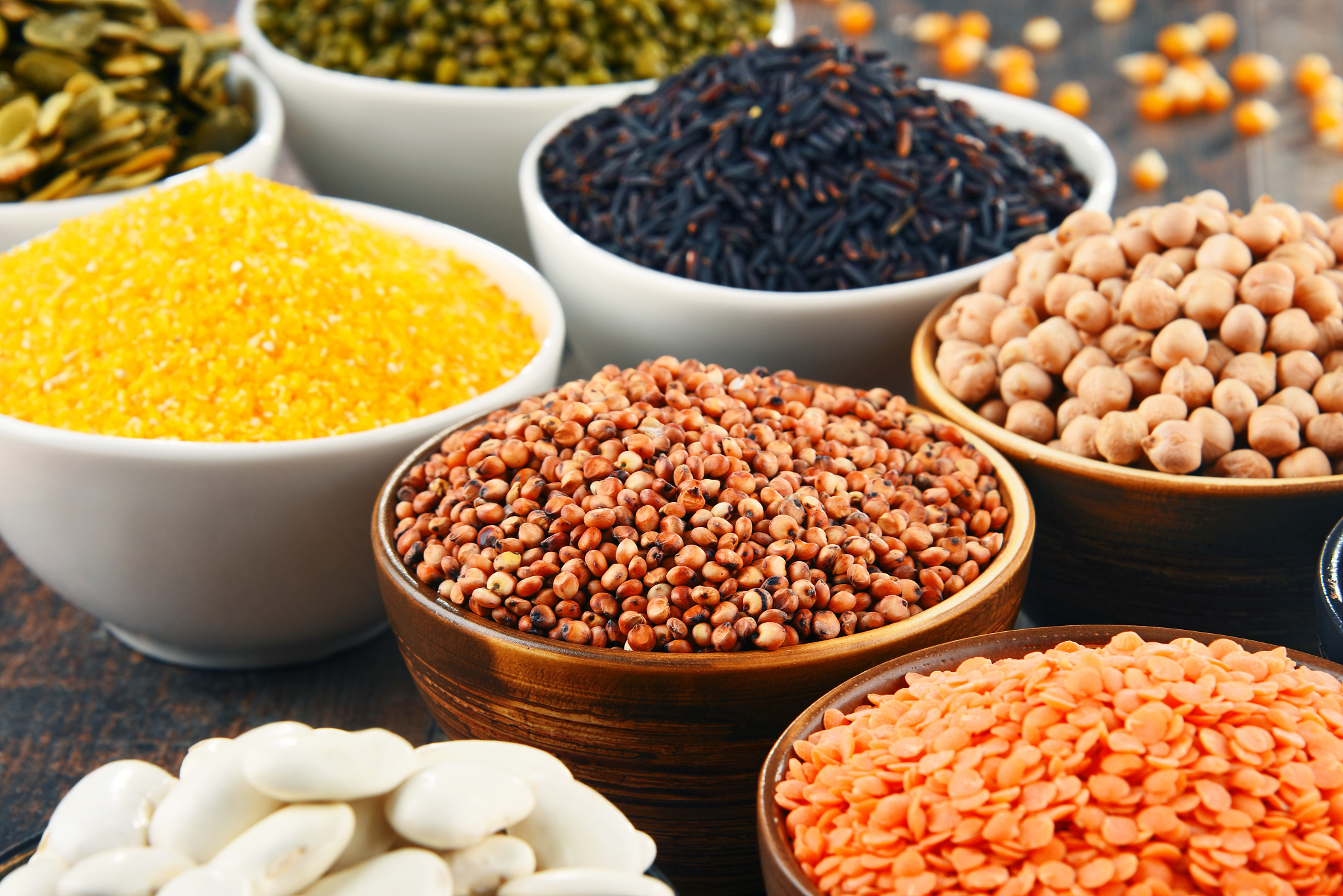 composition with variety of vegetarian food ingredients