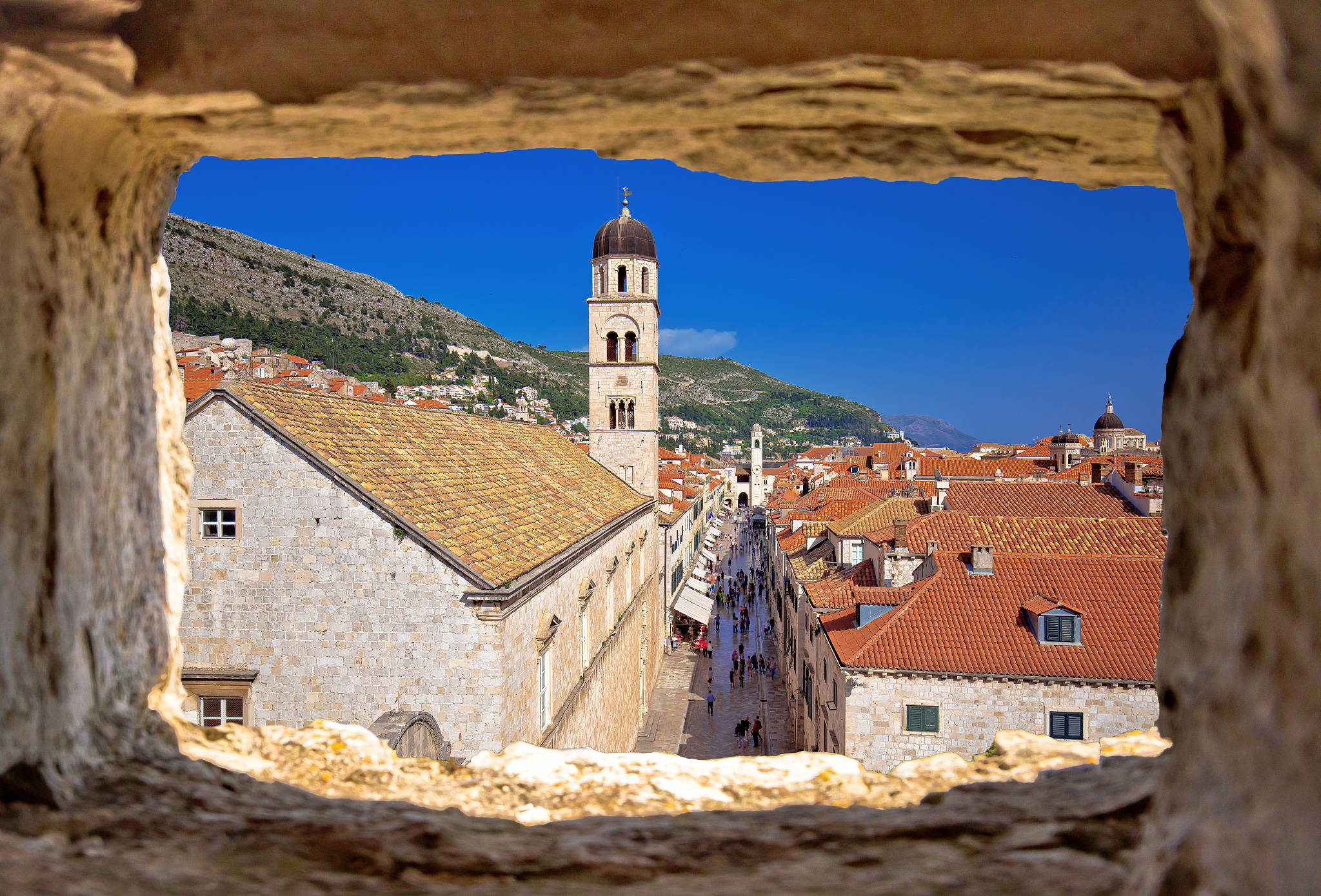 dubrovnik. famous stradun street in dubrovnik view