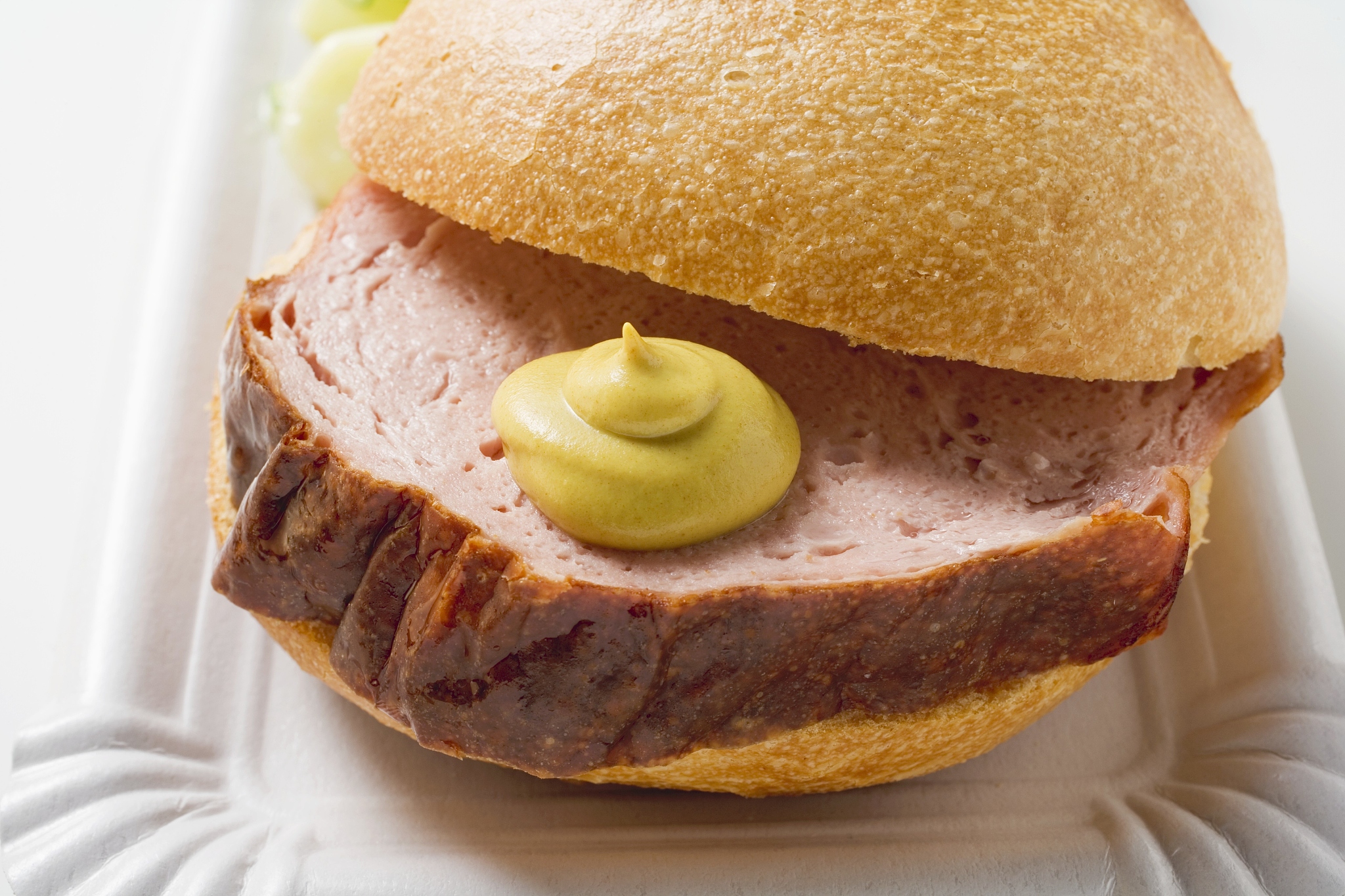 leberk??se (a type of meatloaf) in a bread roll
