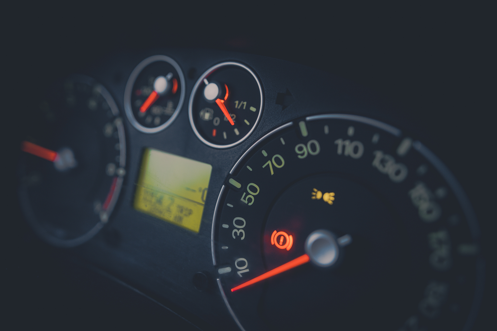illuminated car dashboard