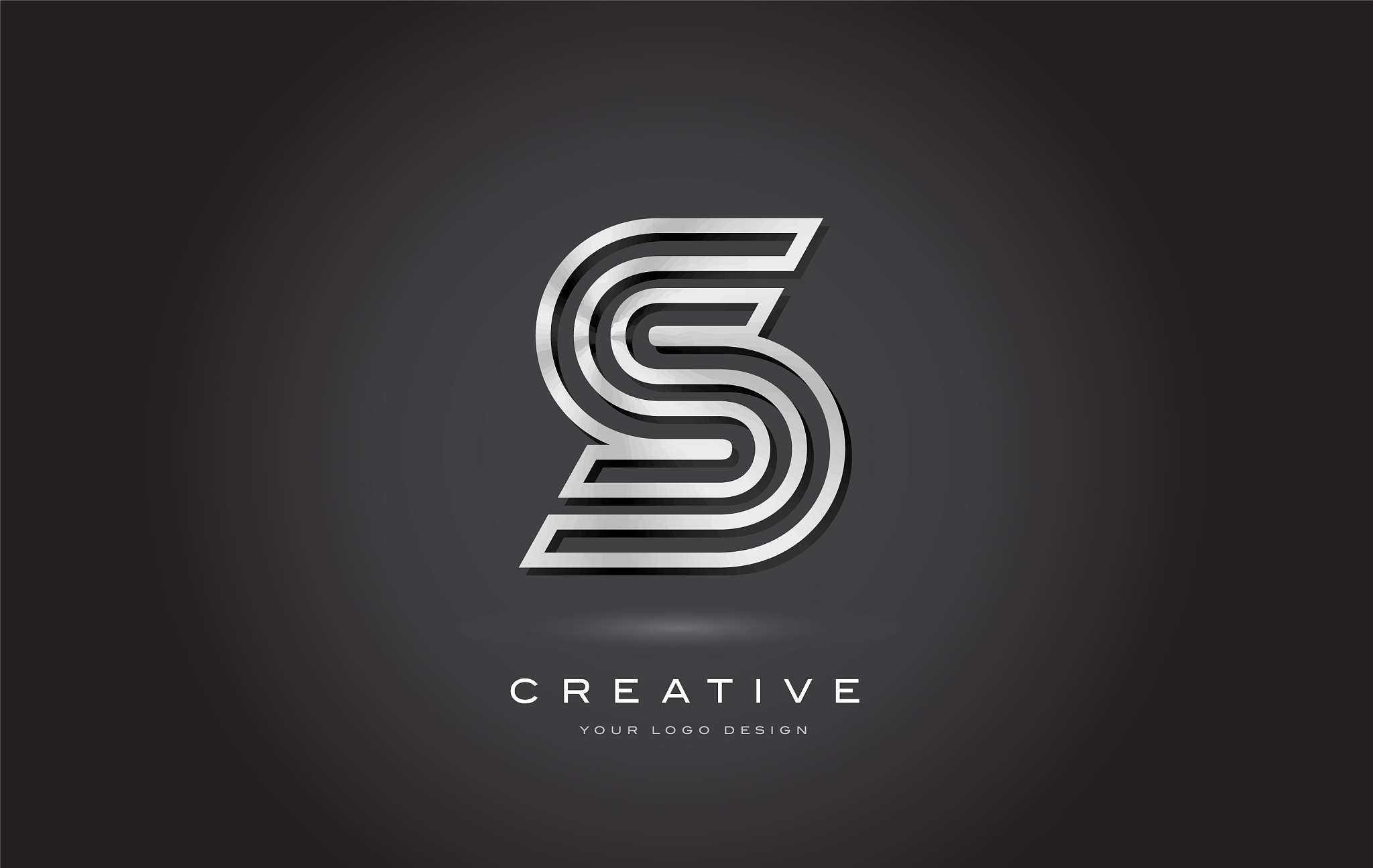 s silver steel letter monogram logo design
