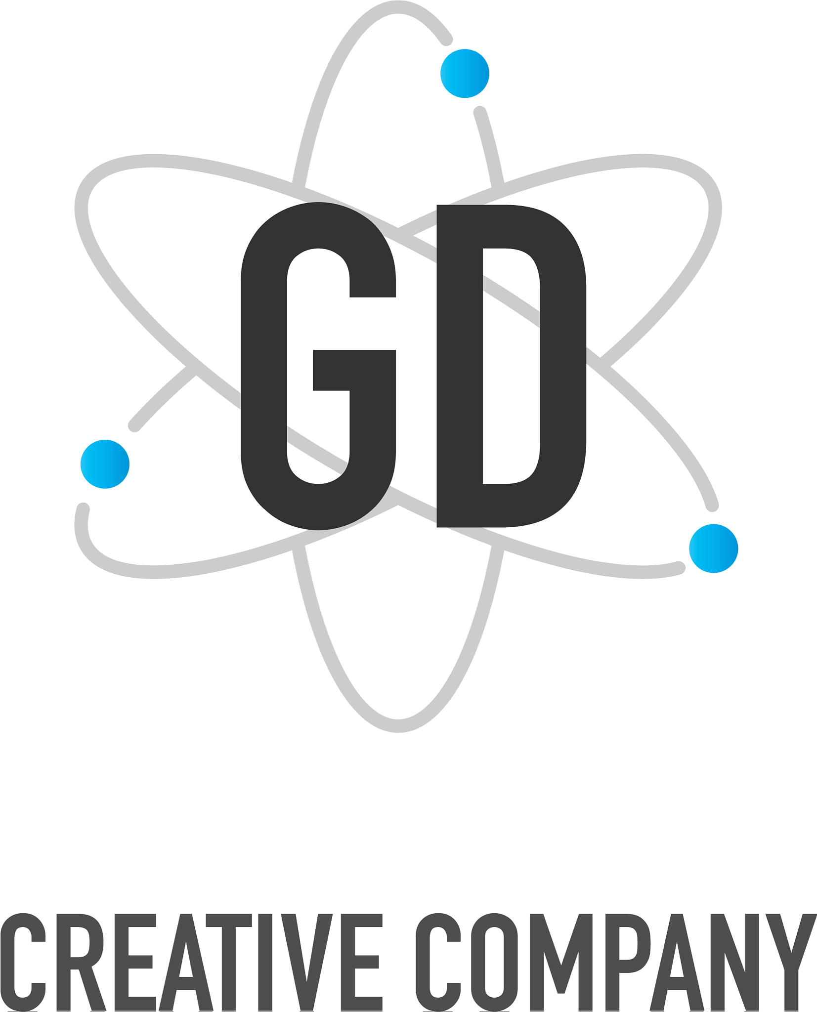 initial letter gd atom neutron design logo