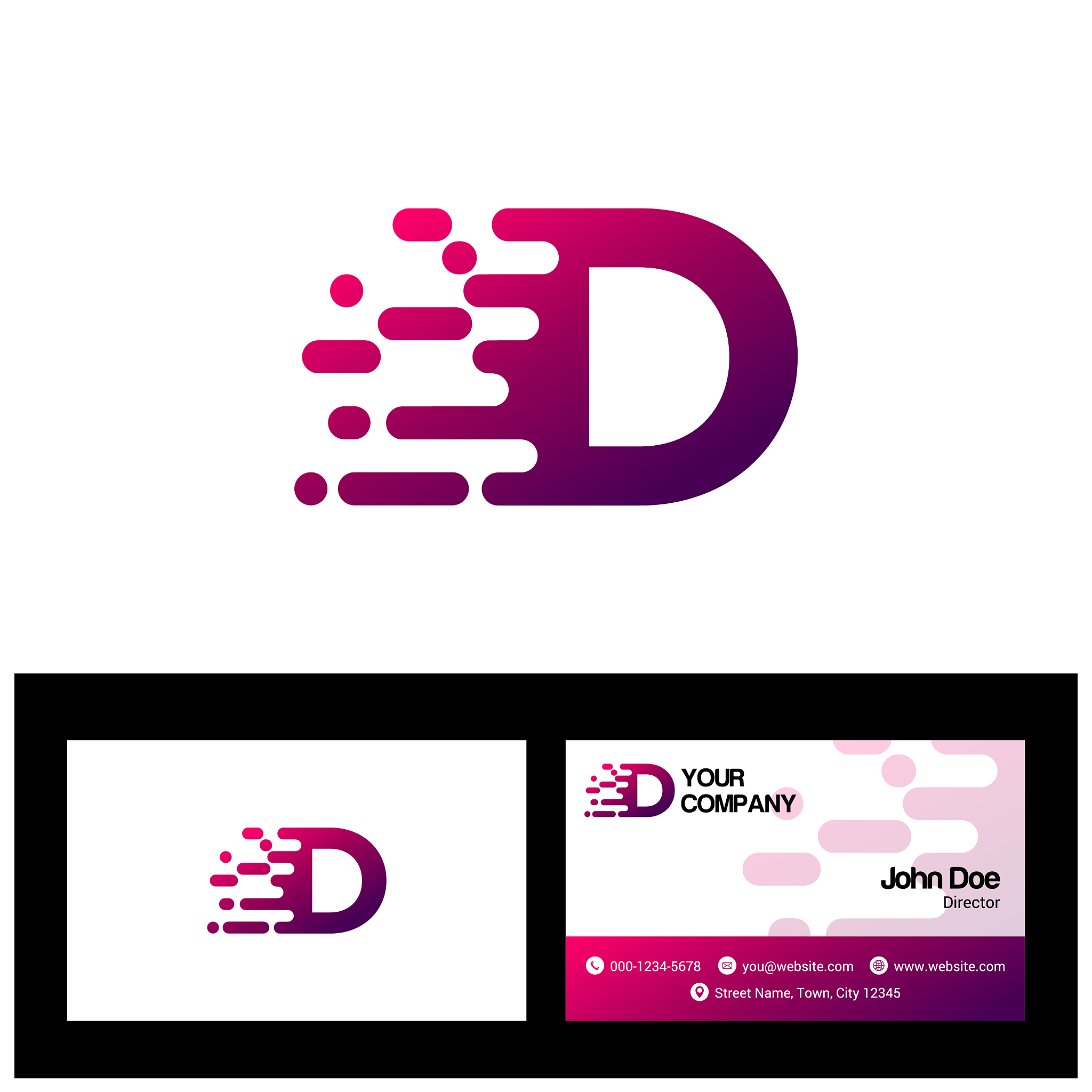 d letter logo template, business card vector template illustrati