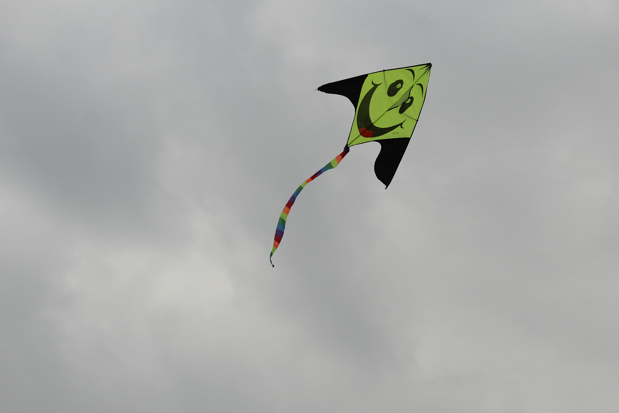 funny happy face kite flying in the sky