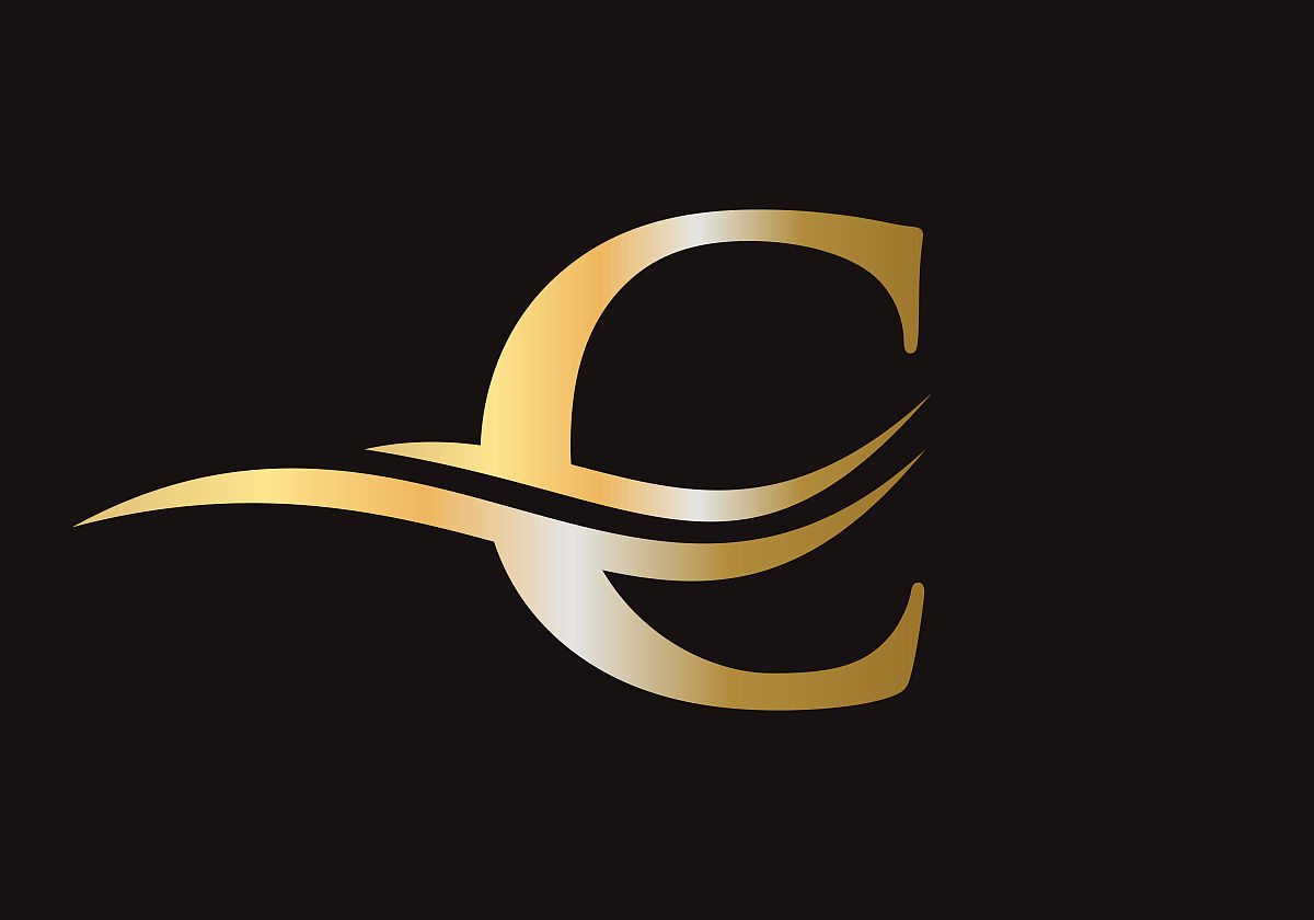 基于水波概念的字母c标志设计.c logo设计矢量模板