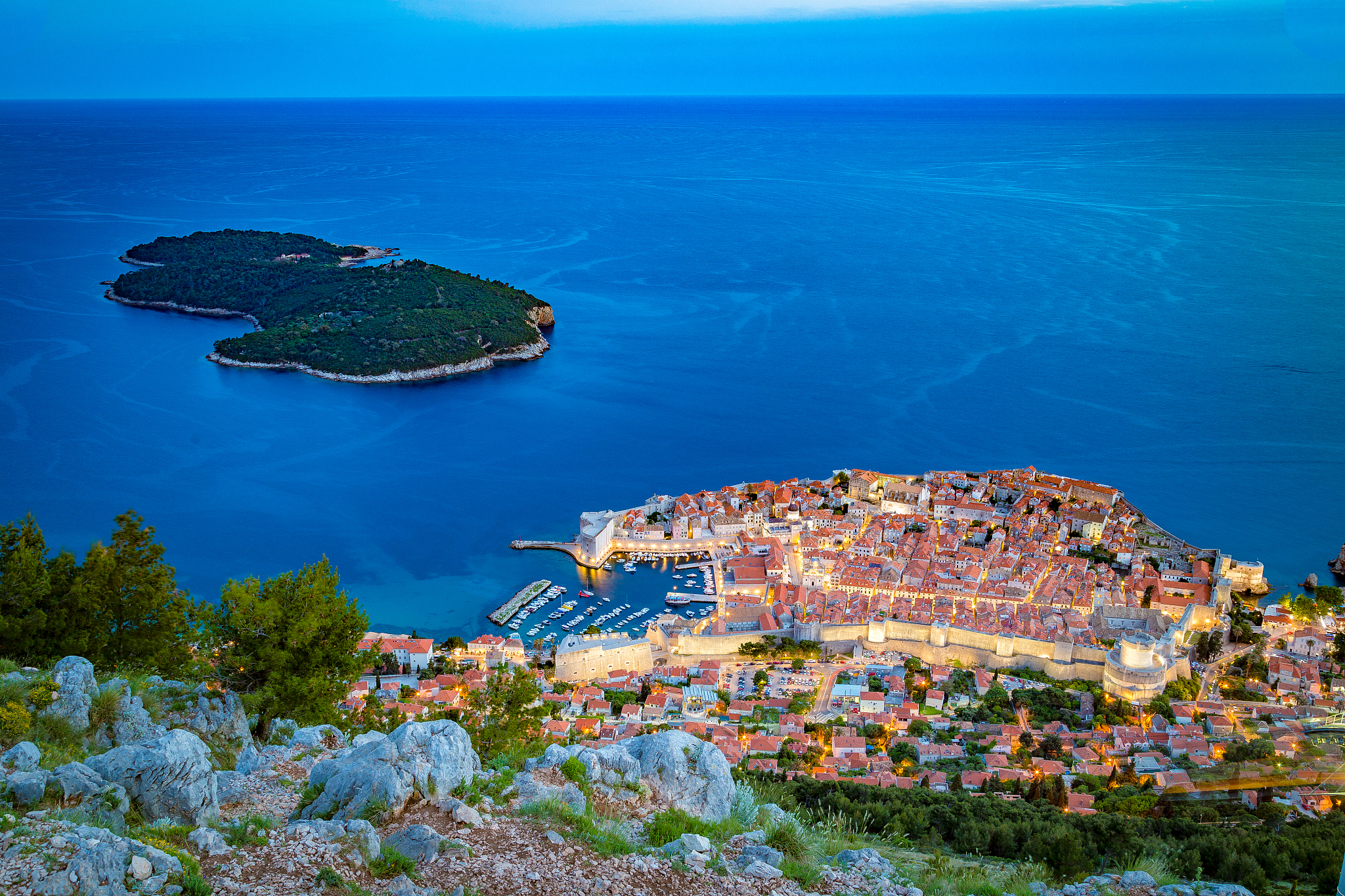 old town of dubrovnik at twilight, dalmatia, croatia
