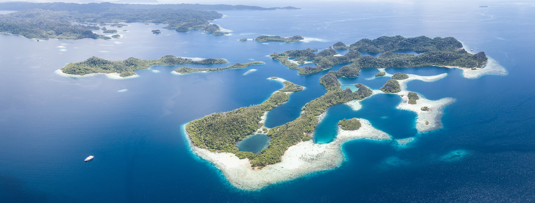 aerial of amazing tropical islands in indonesia