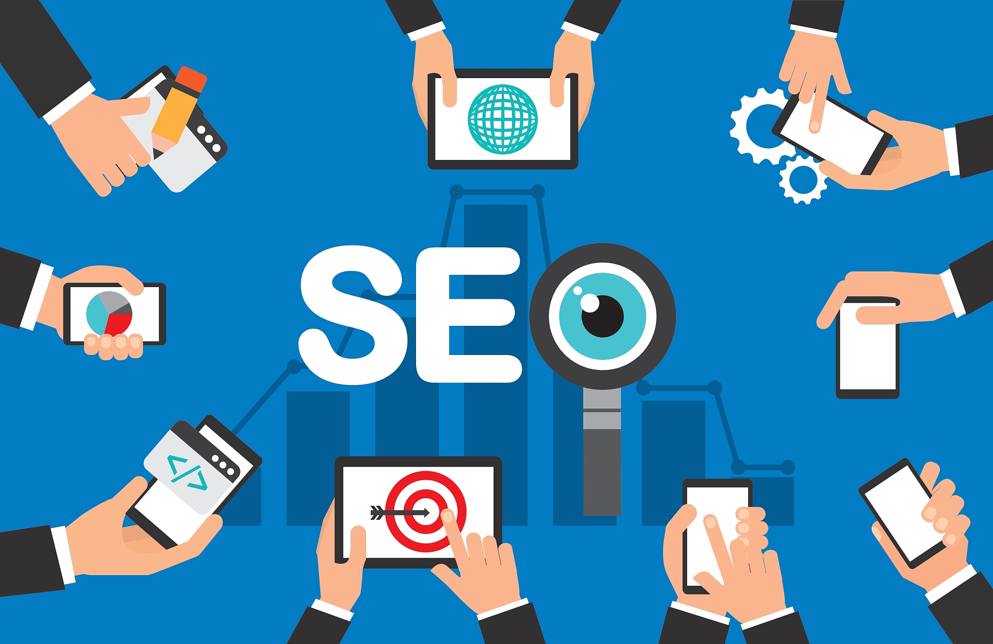 search engine optimization flat icons