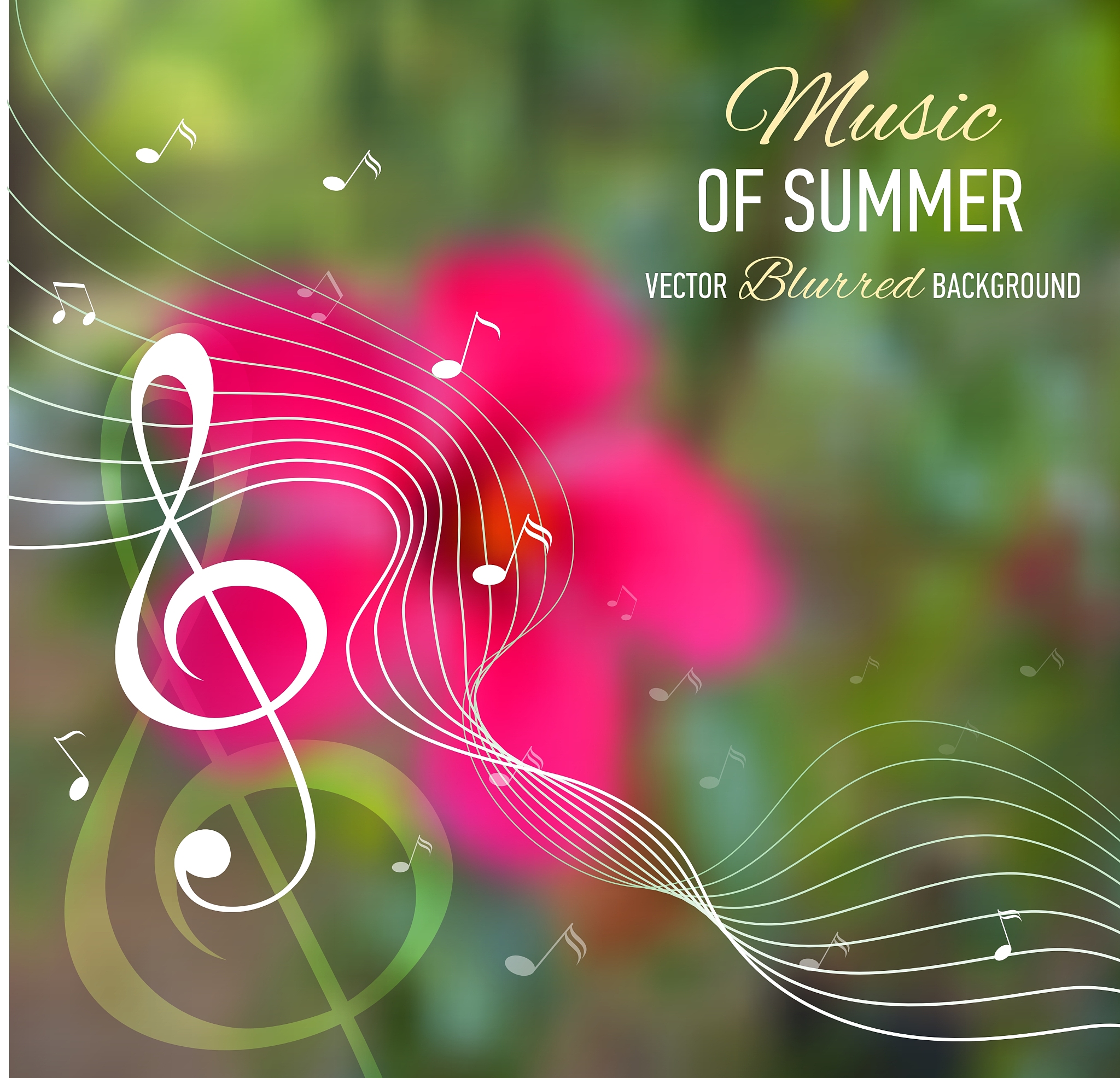 blurred background with music notes and key