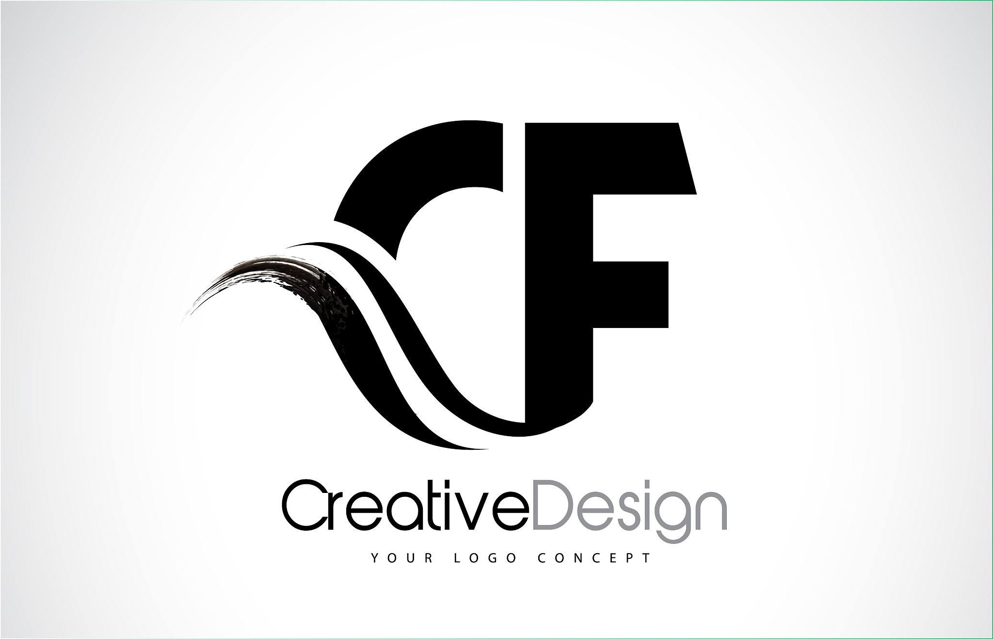 cf c f creative brush black letters design with