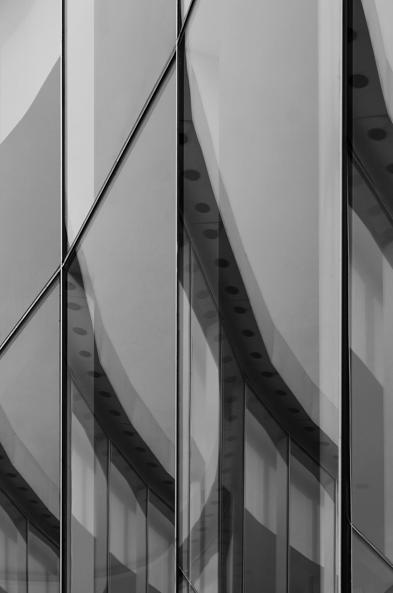 abstract glass wall with reflection