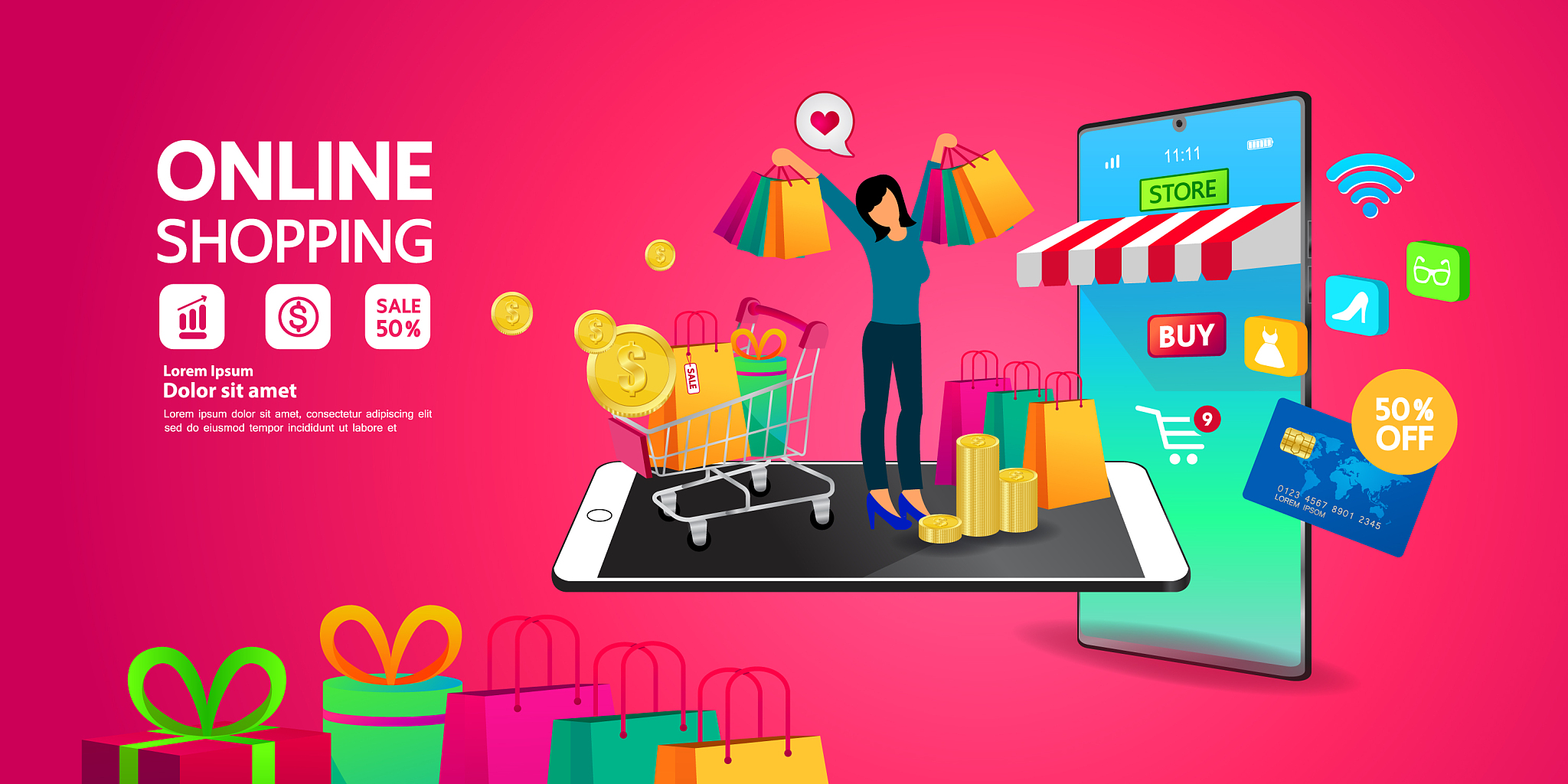 shopping online on website or mobile application