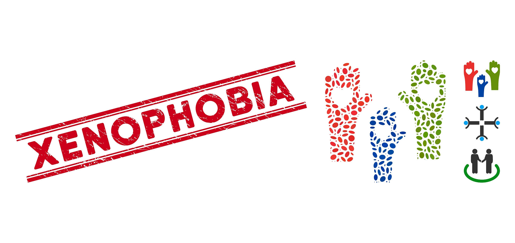 distress xenophobia line stamp and mosaic