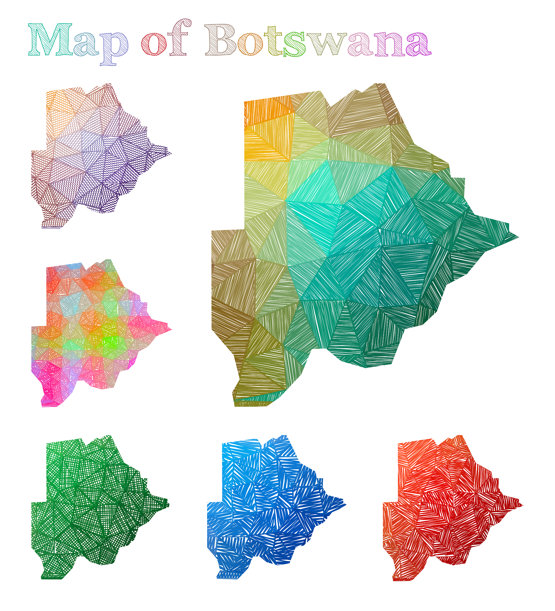hand-drawn map of botswana.