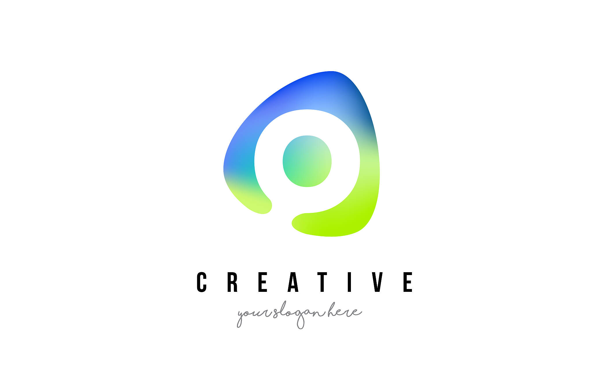 o letter logo design with oval green blue shape