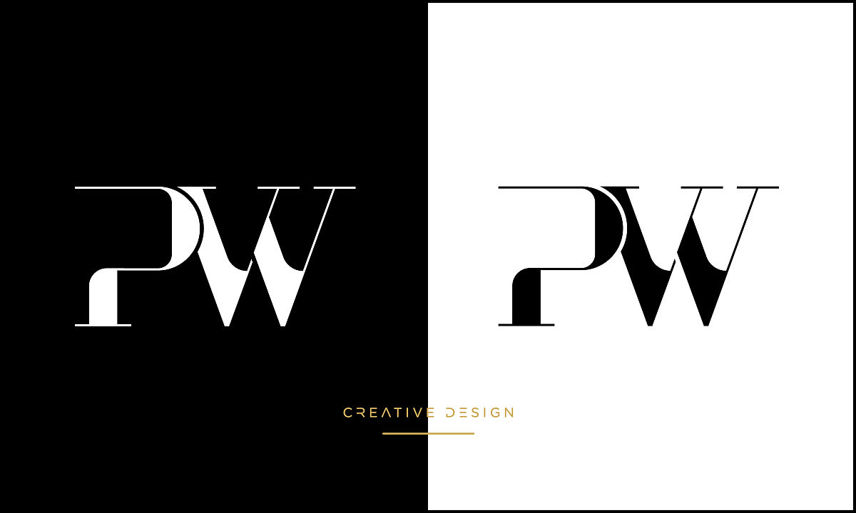 pw, wp字母字母抽象图标标志矢量组合