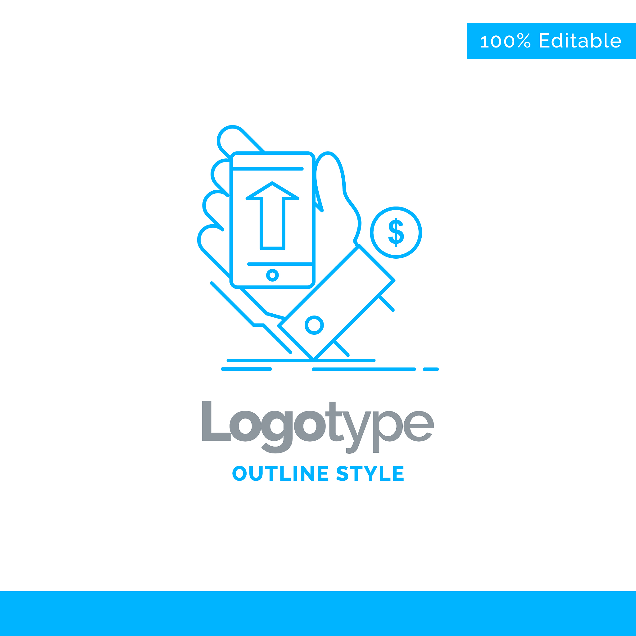blue logo design for phone hand shopping