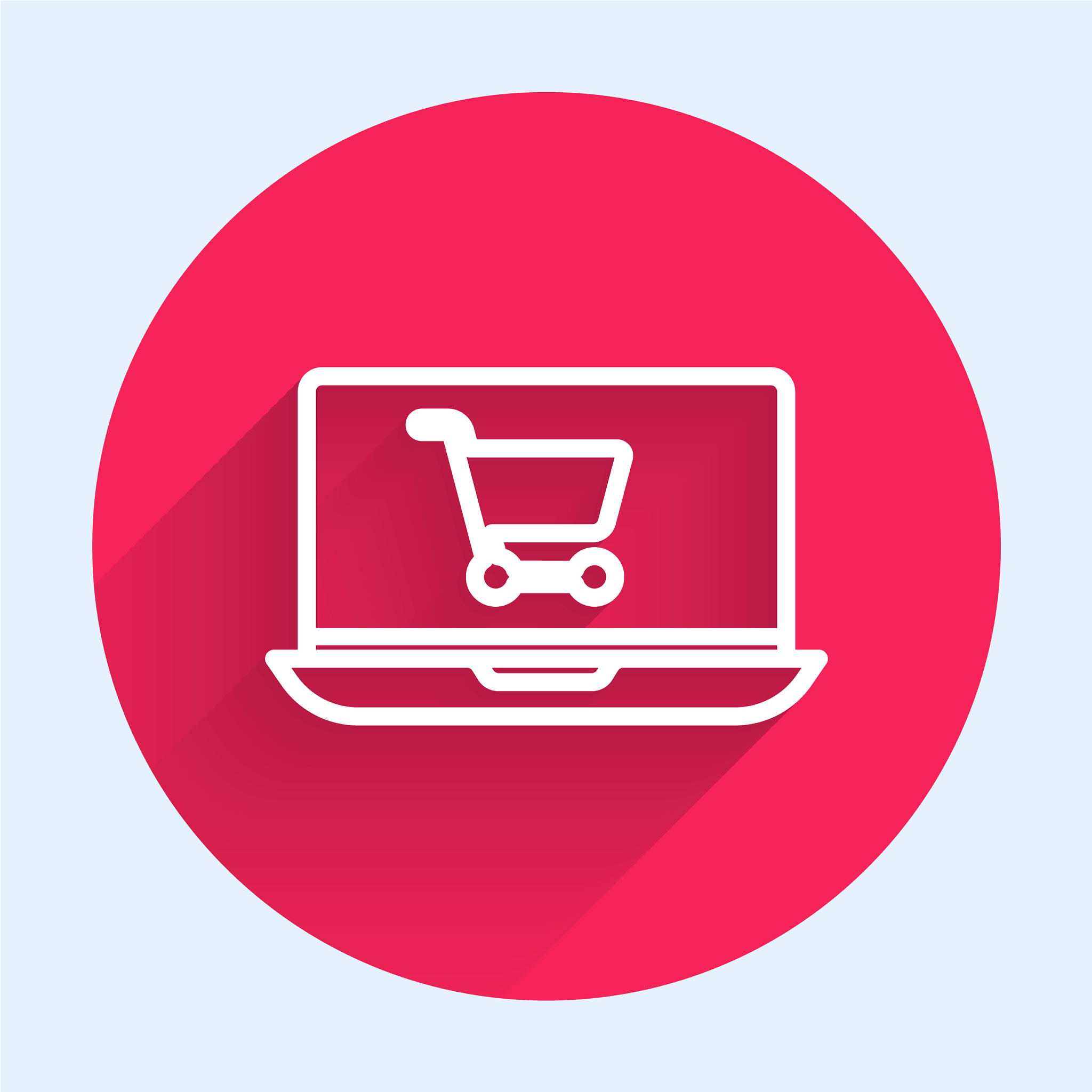 white line shopping cart on screen laptop icon