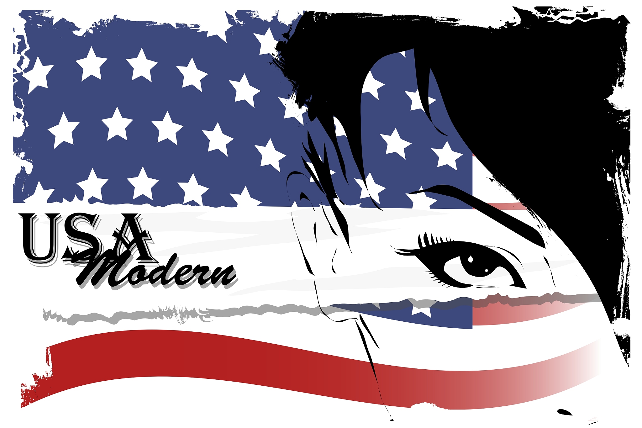 pretty woman with american flag