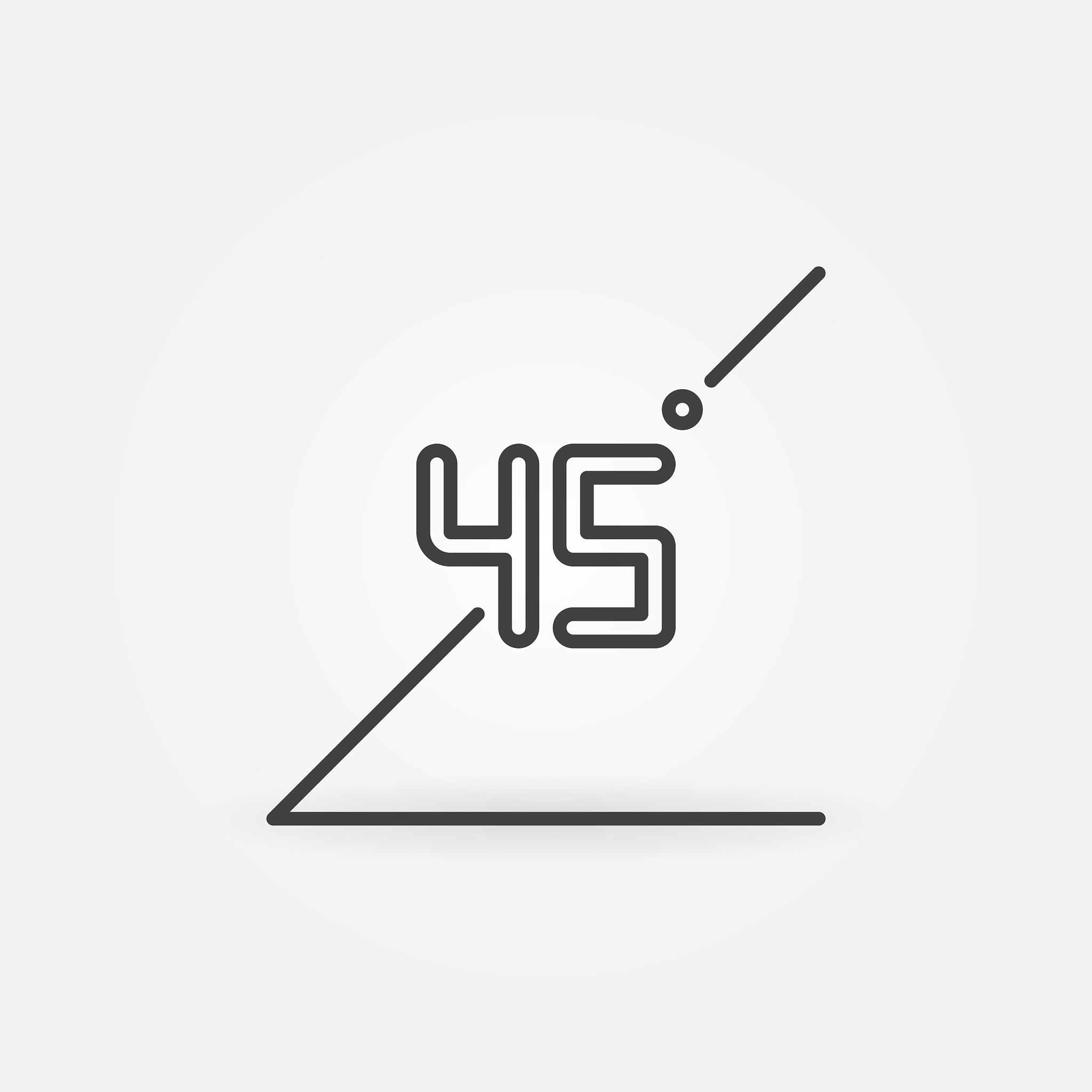 45 degrees concept icon in outline style