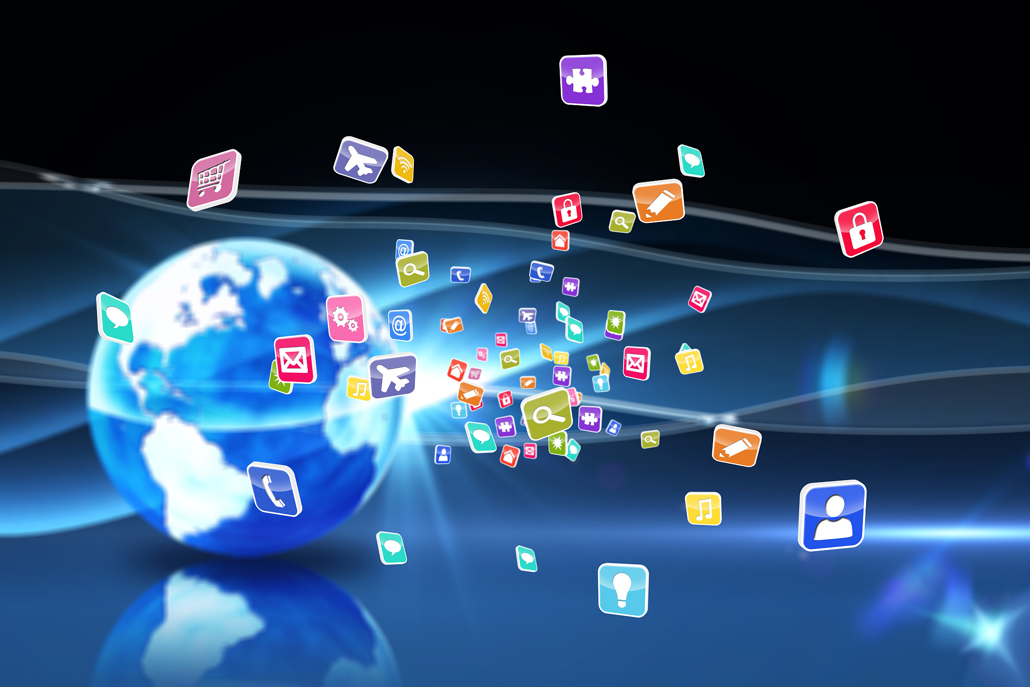 composite image of colourful computer applications