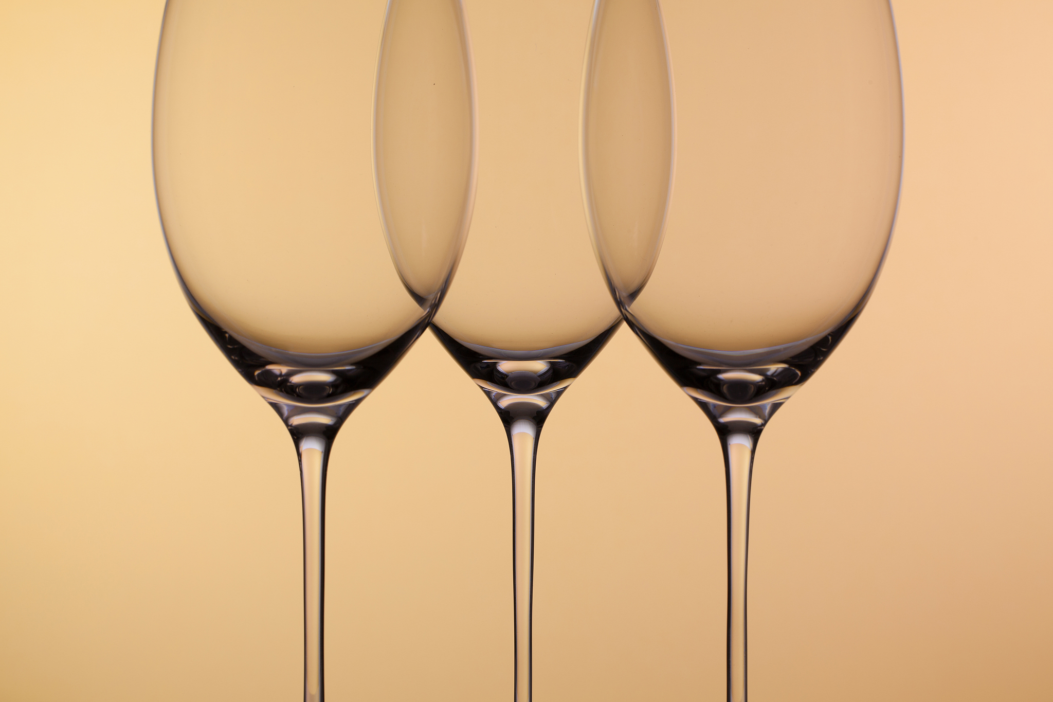three empty glasses of wine