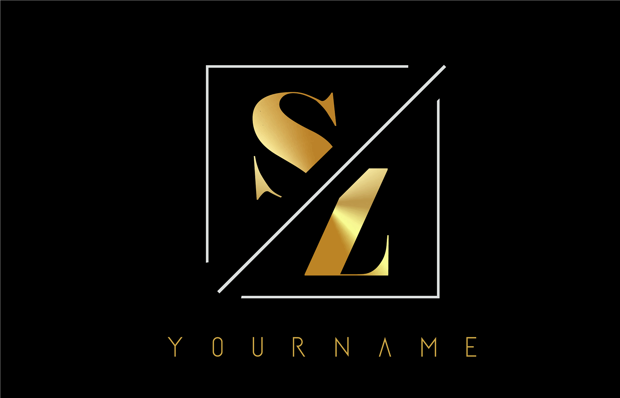 sz golden letter logo with cutted and intersected