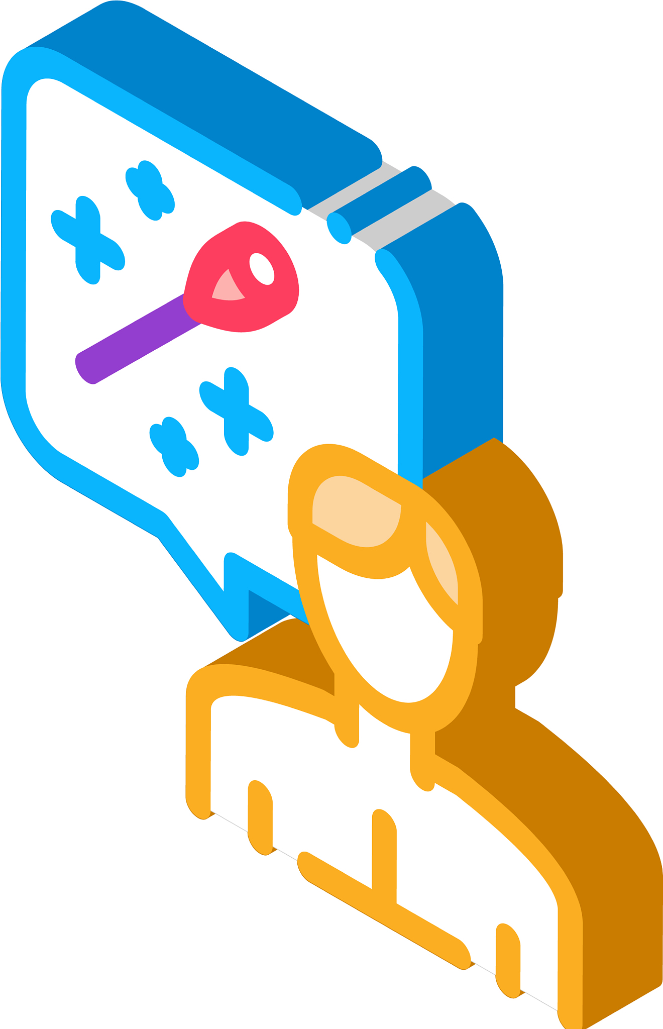 man thinking about acupuncture isometric icon