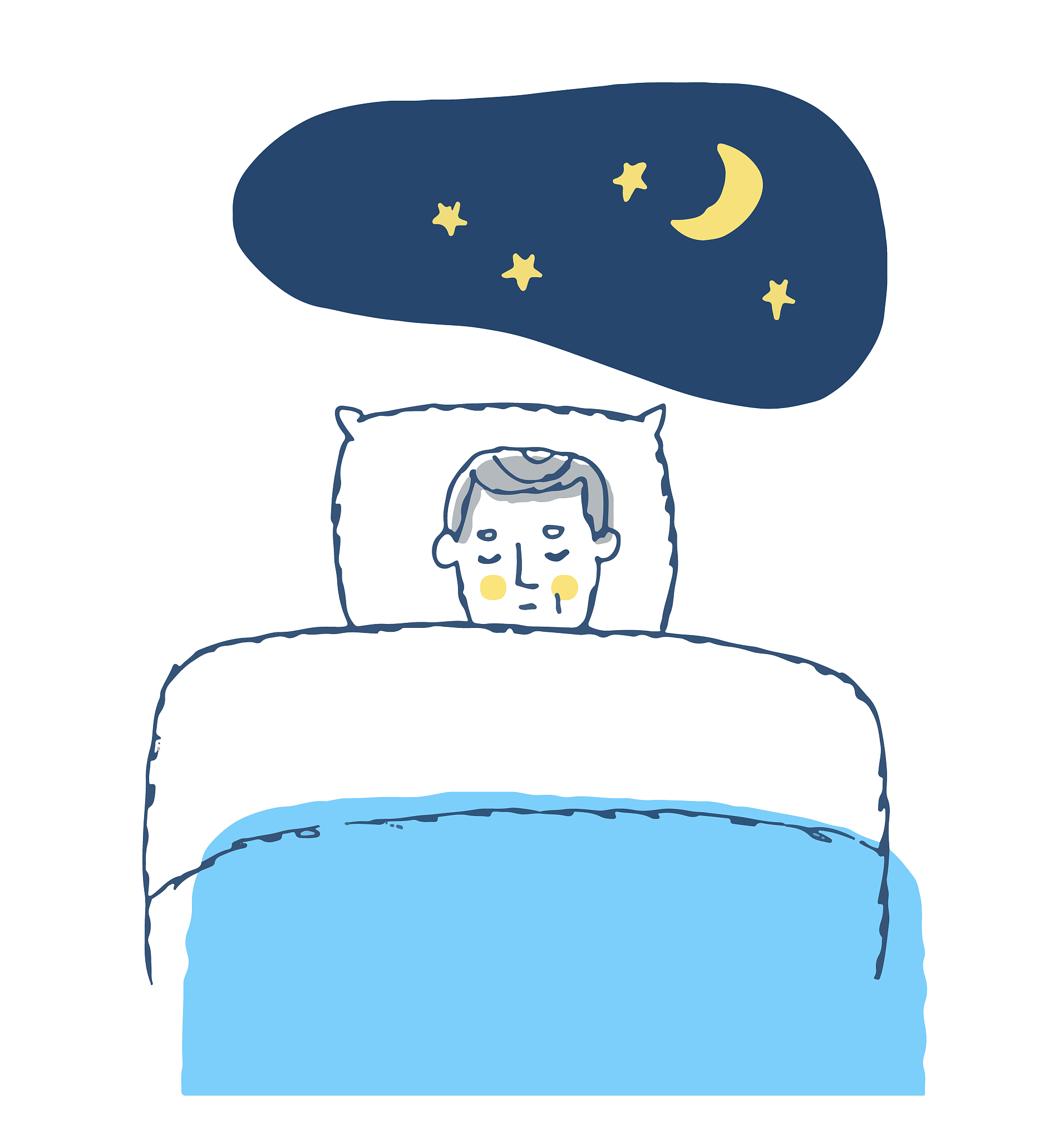 illustration of a senior man sleeping