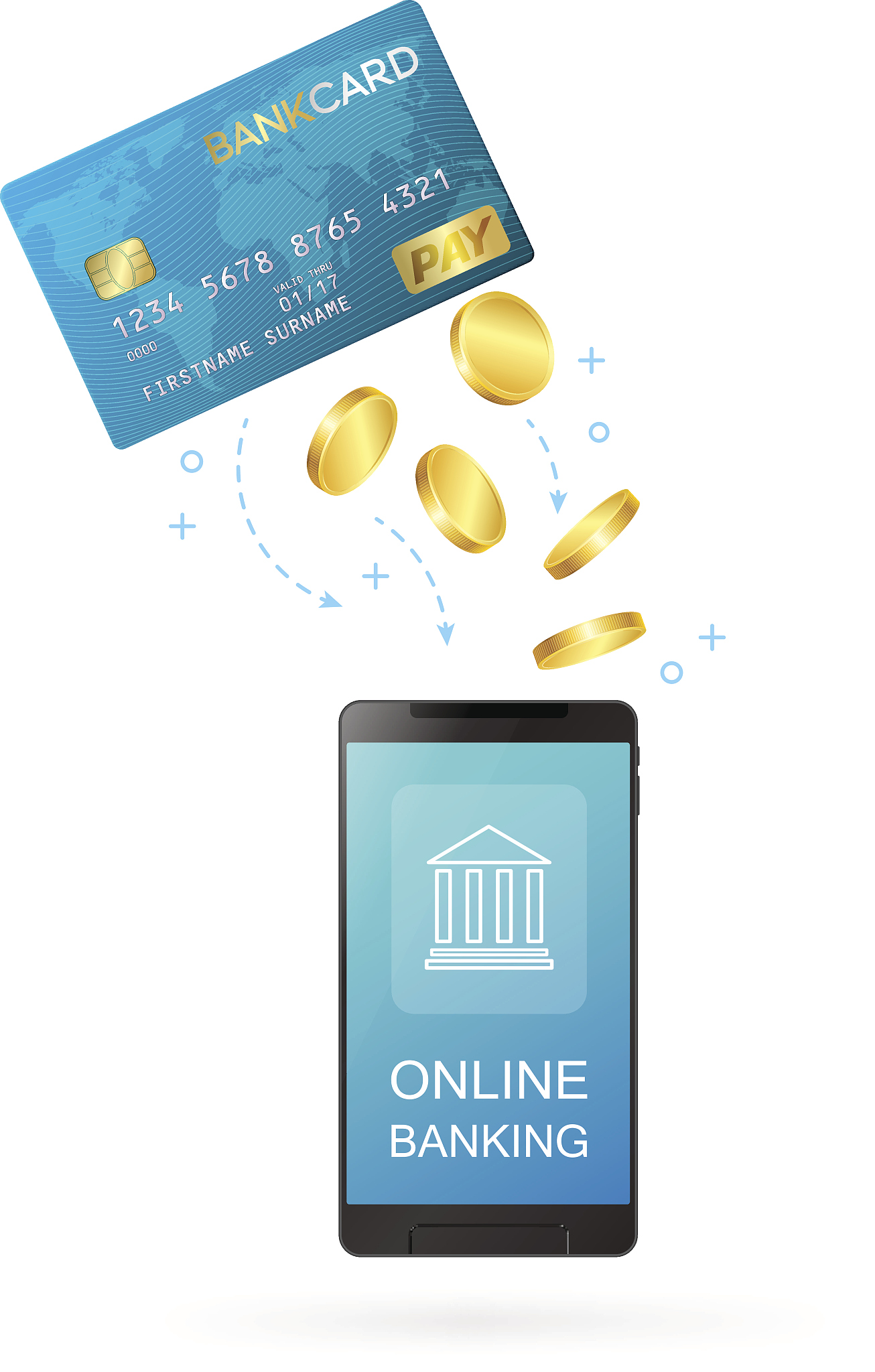 money transfer or online banking conceptual vector illustration.