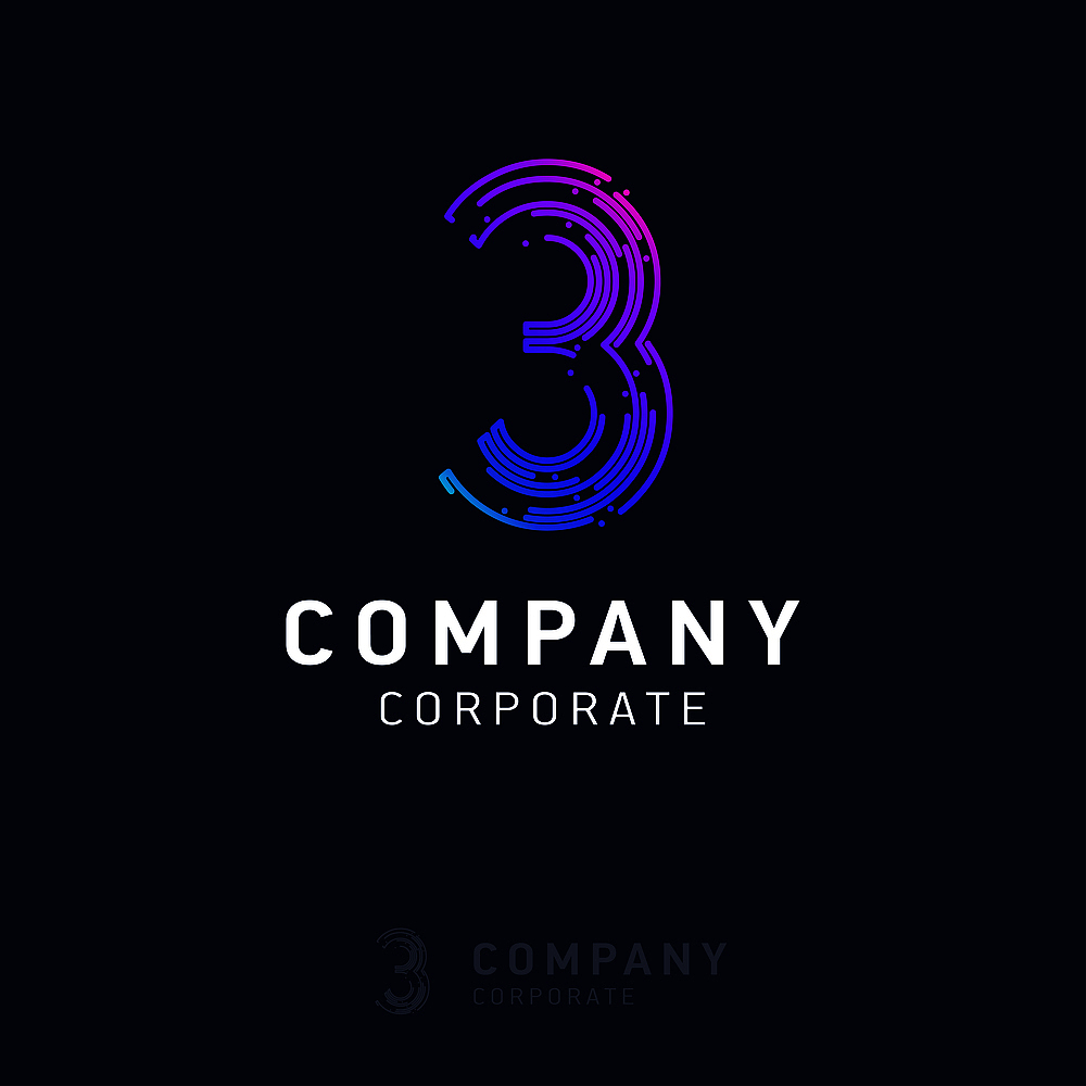 3 company logo design vector