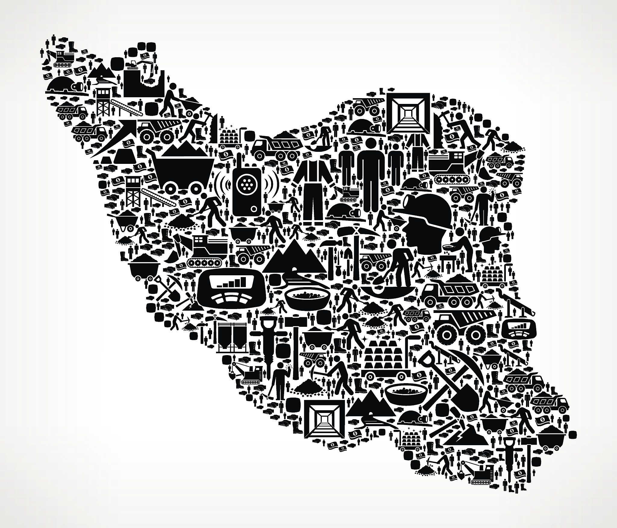 iran mining industry vector graphic
