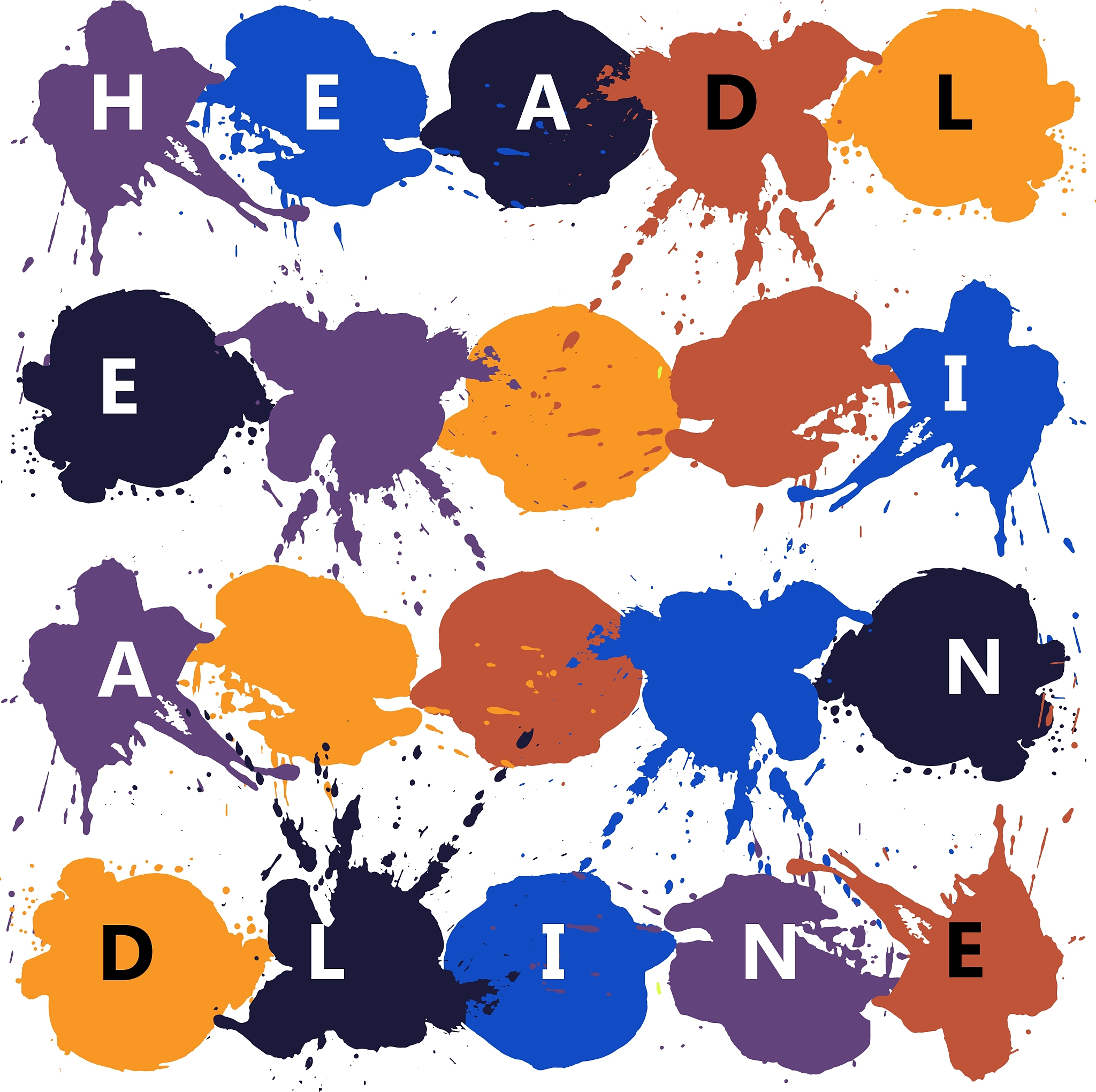 headline with color splash and blots