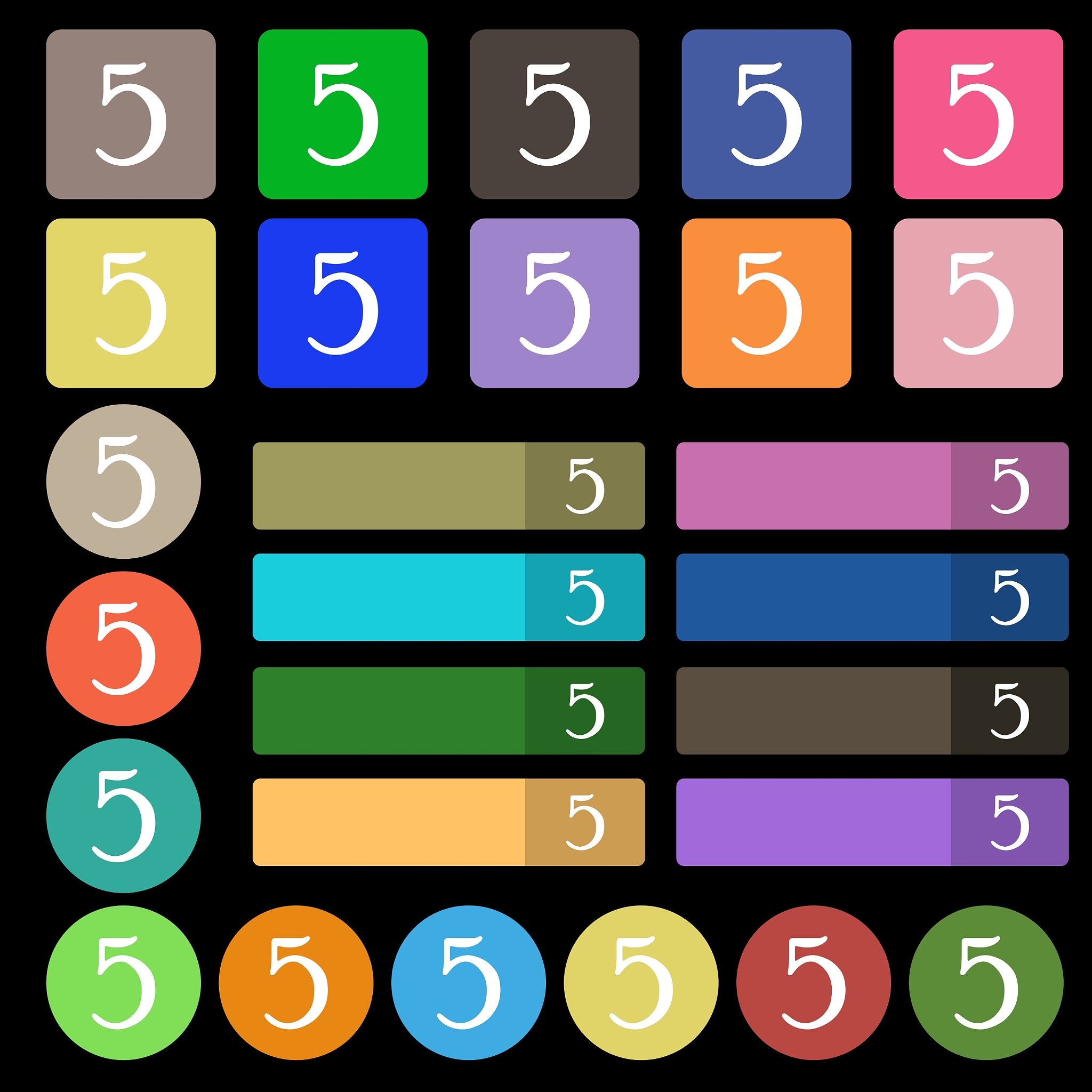 number five icon sign set from twenty seven