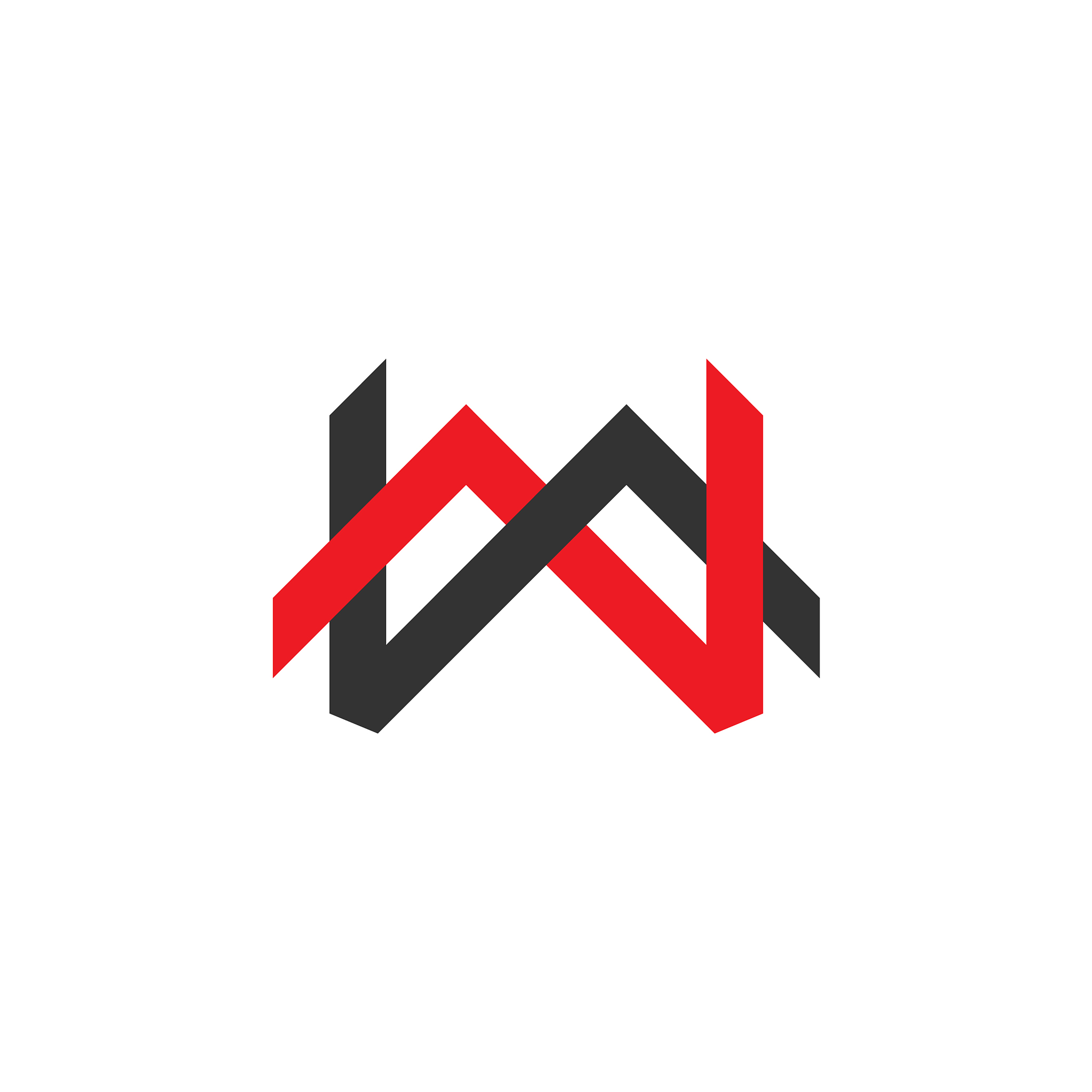 letter mw linked overlapping line logo