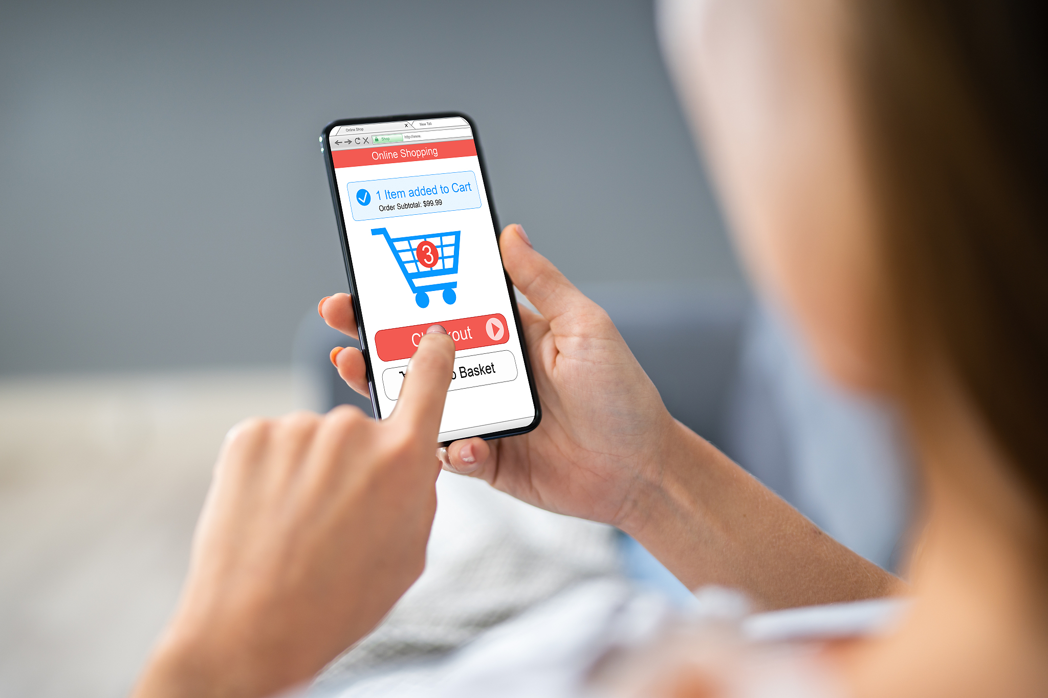 person using online shopping application