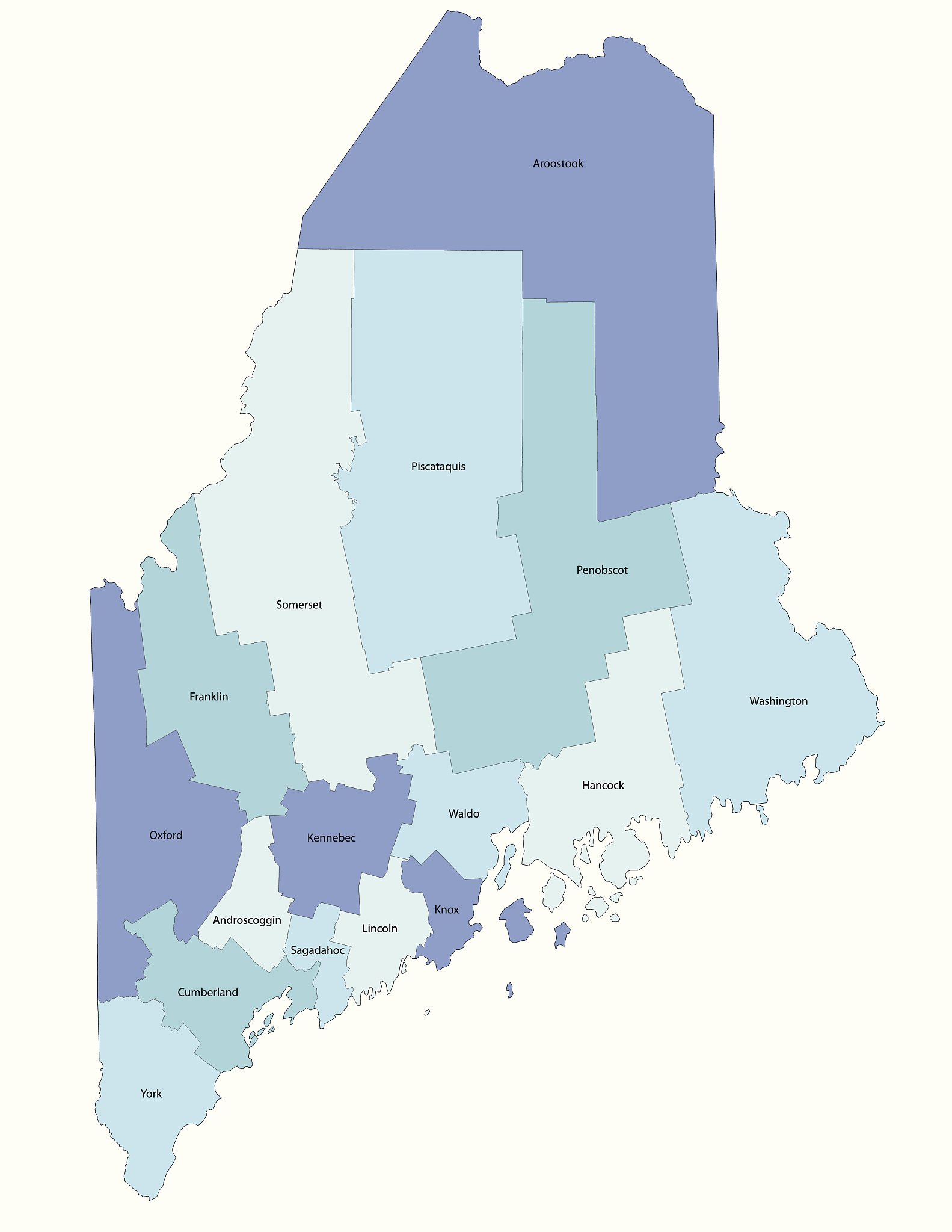 maine state - county map