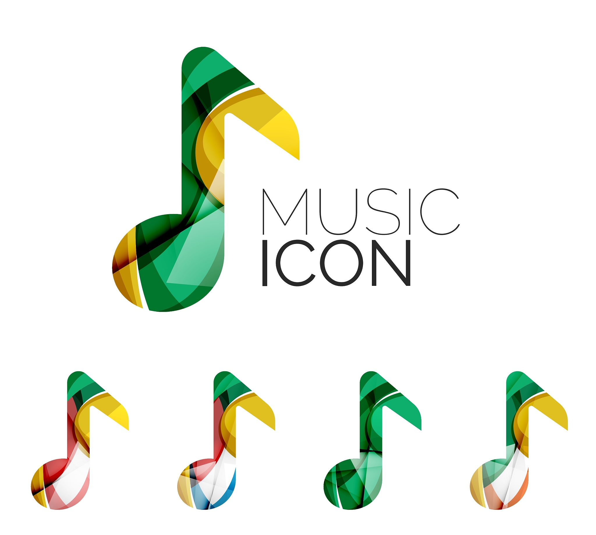 set of abstract music note icon business logotype