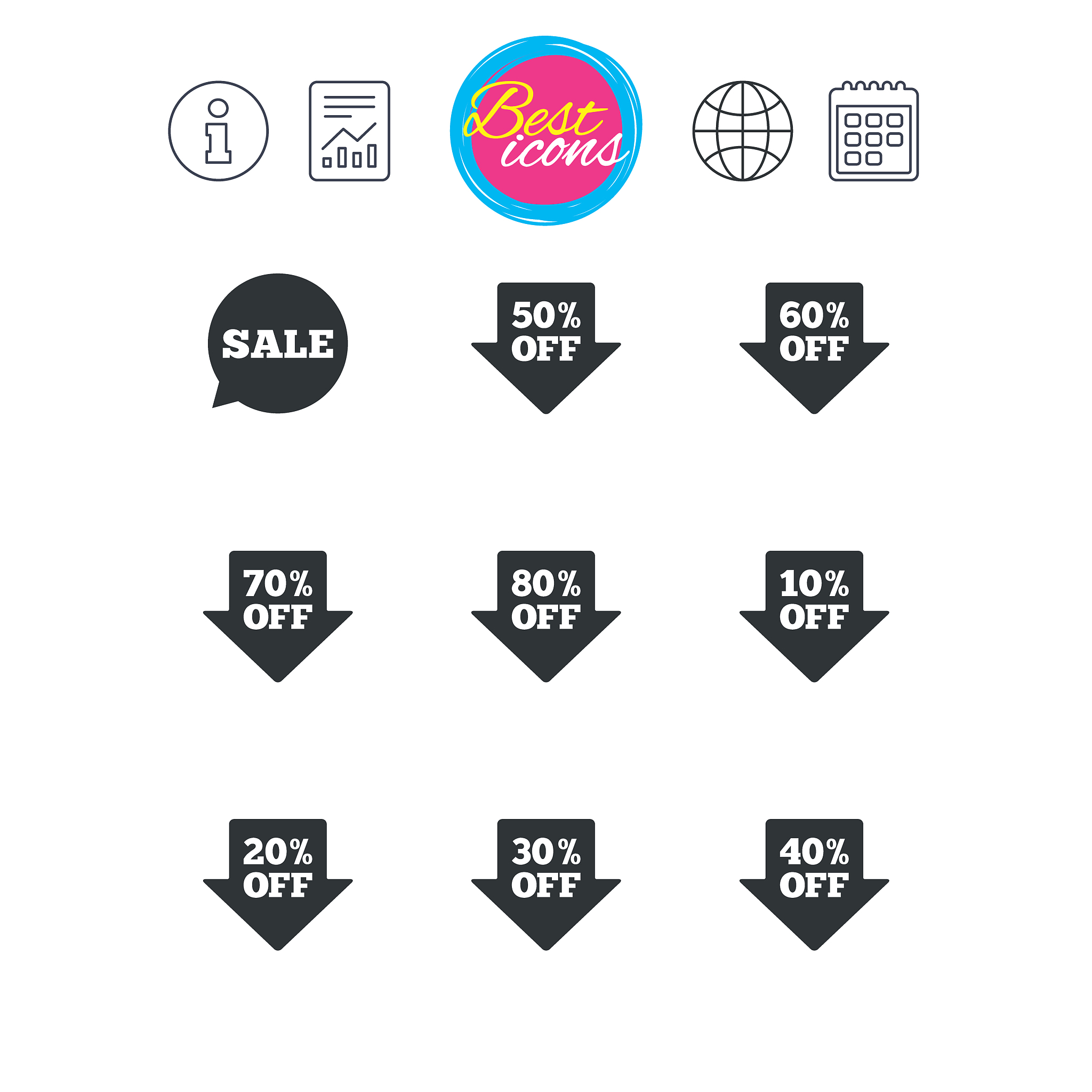 sale discounts icons special offer signs