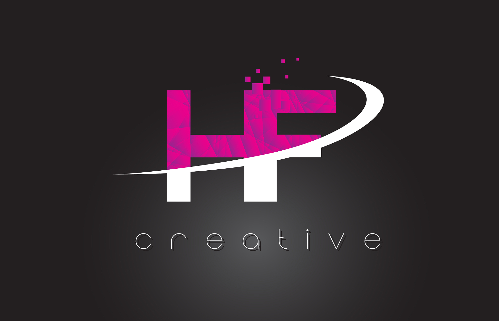 hf h f creative letters design with white pink
